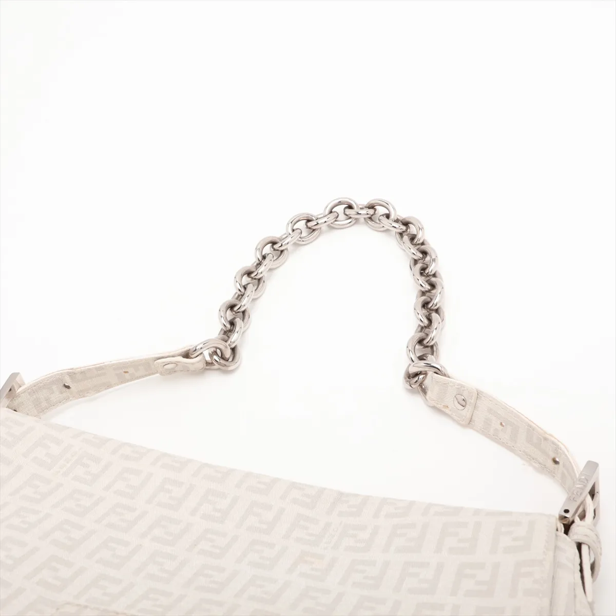 Zucchino Mamma Bucket PVC x Leather Chain Shoulder Bag White 8BR001 — view 5