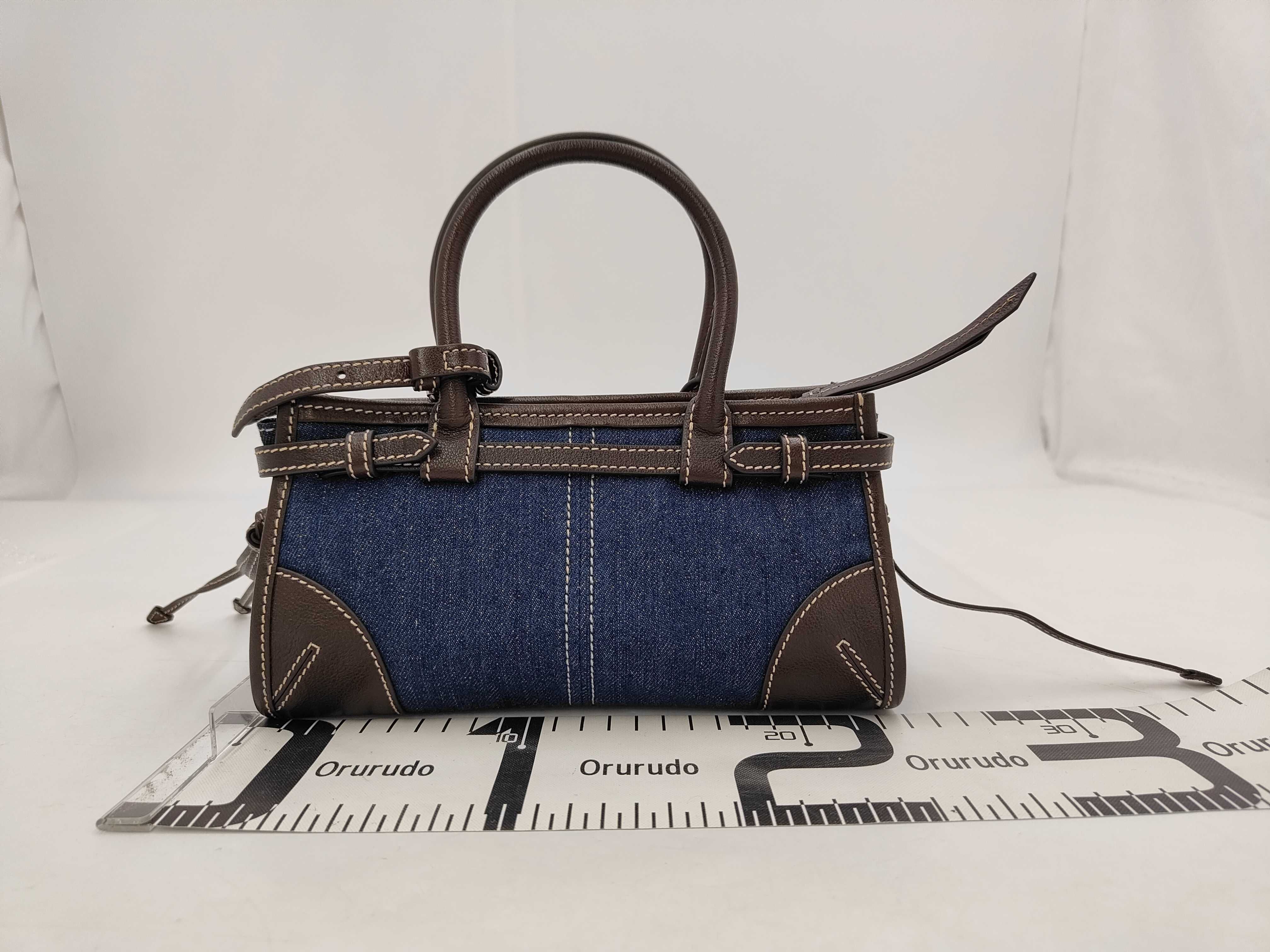 Bonnie 1BA486 Denim x Leather Bag, Handbag, Shoulder Bag, Women's, Excellent Condition — view 2