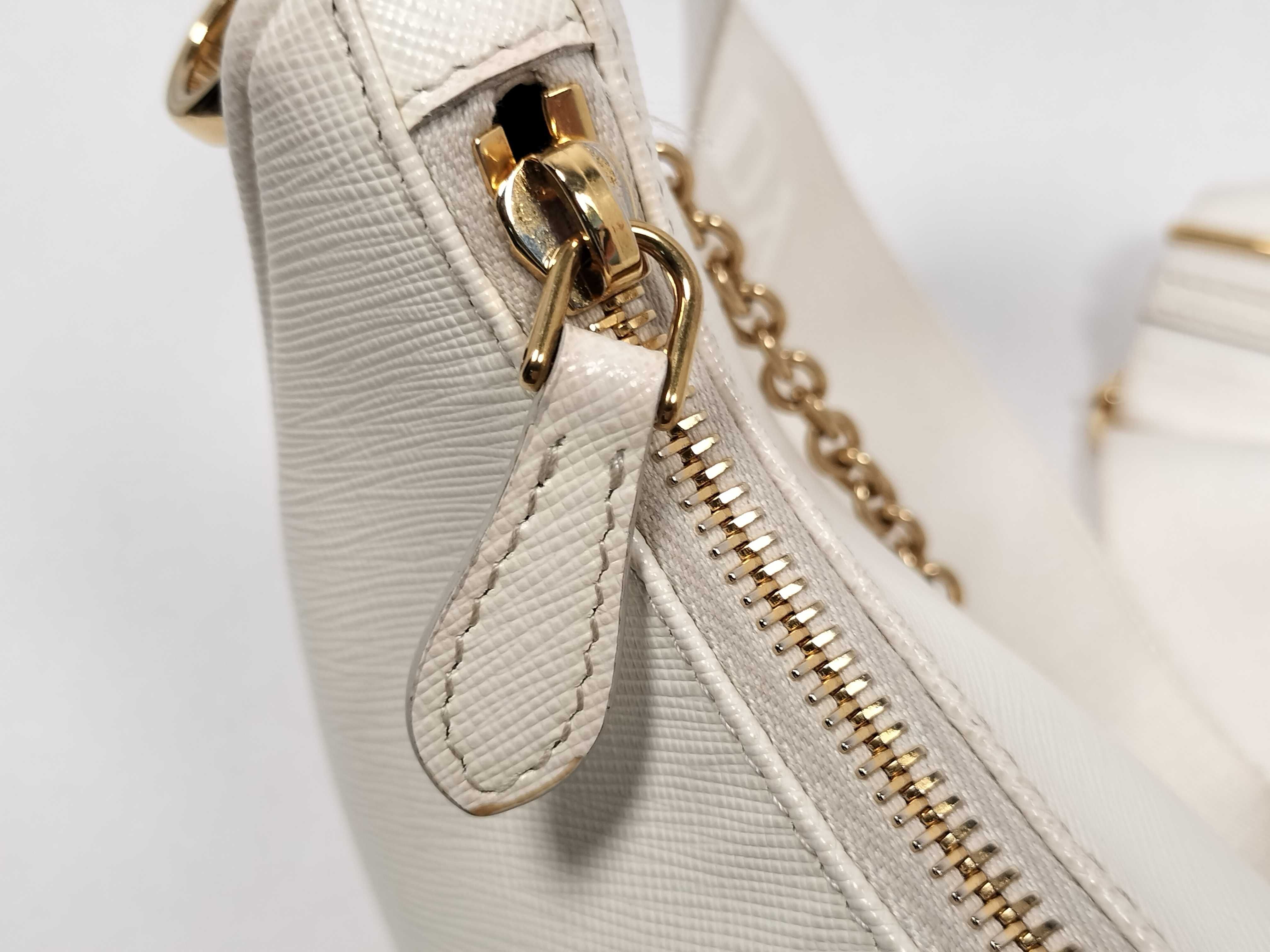 1BH204 Chain Shoulder Bag Hobo Saffiano White Shoulder Bag — view 9