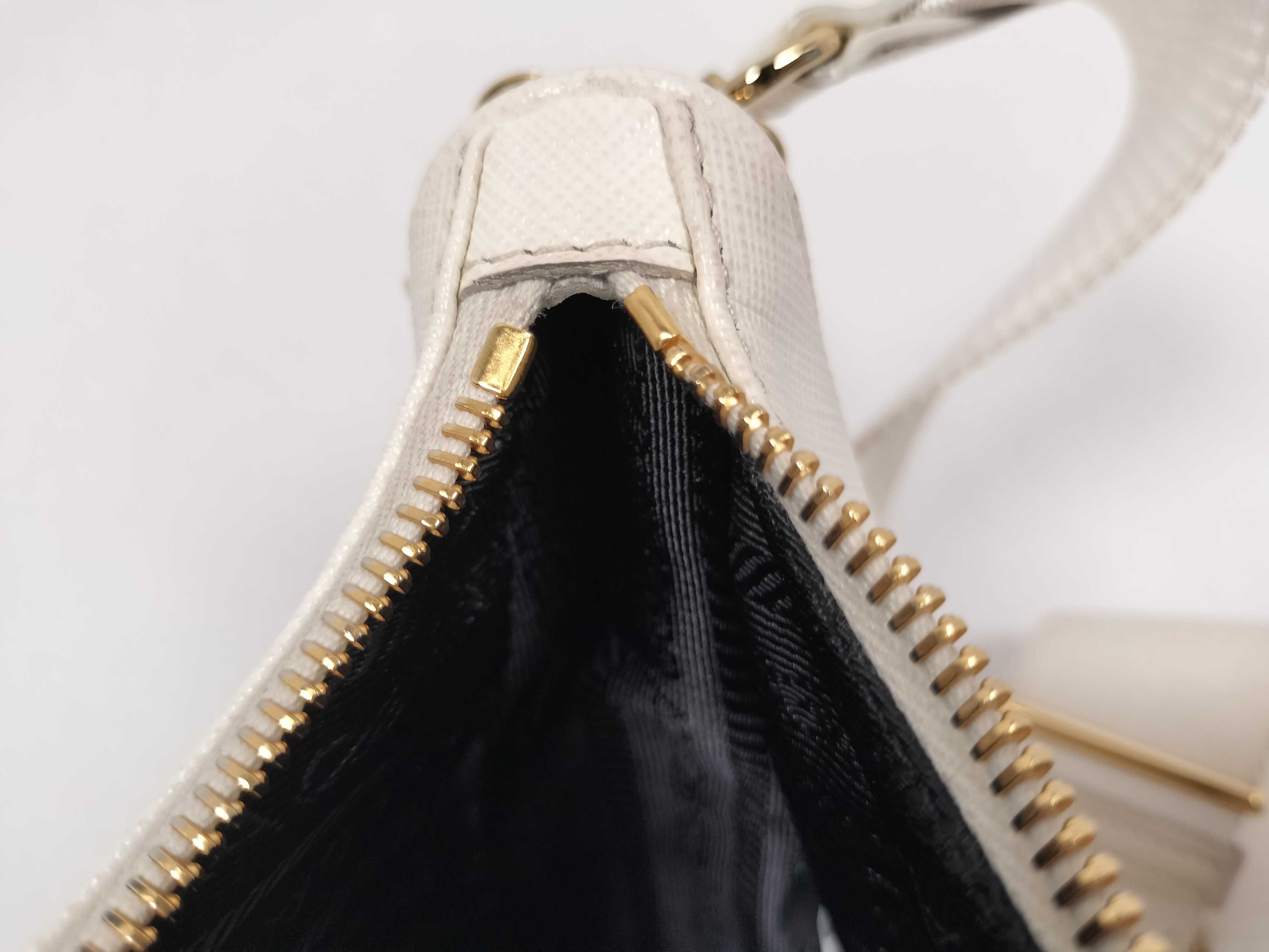1BH204 Chain Shoulder Bag Hobo Saffiano White Shoulder Bag — view 10