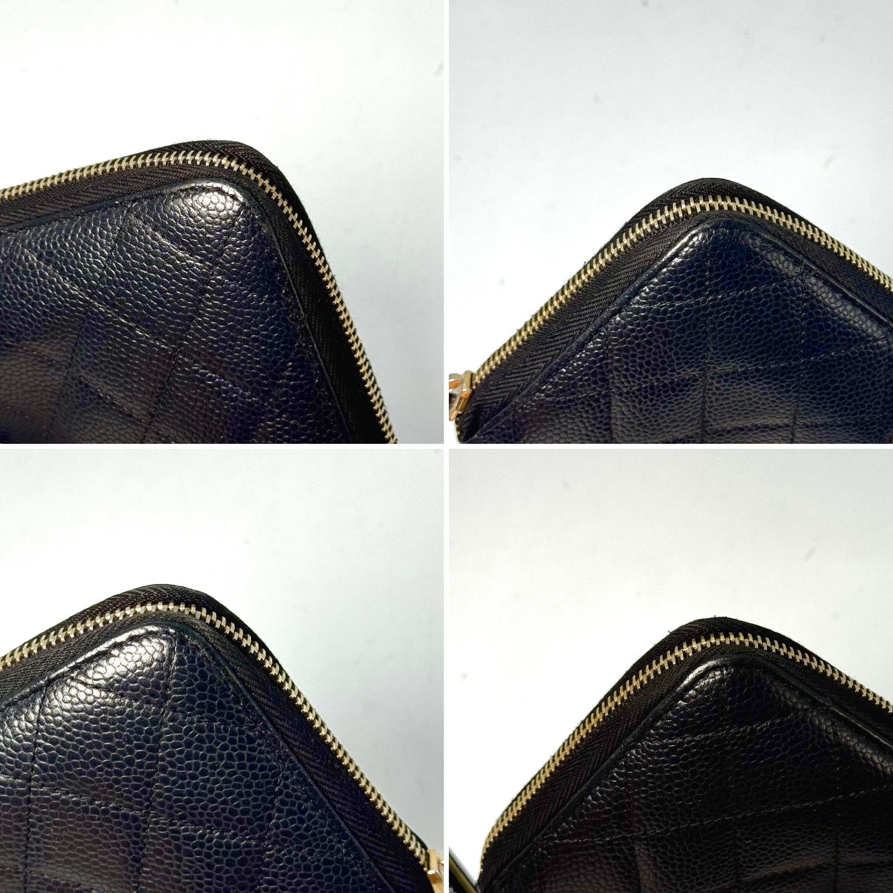 Matelassé Caviar Skin Round Zip Long Wallet, Black, 16434934, with Guarantee Card. — view 7