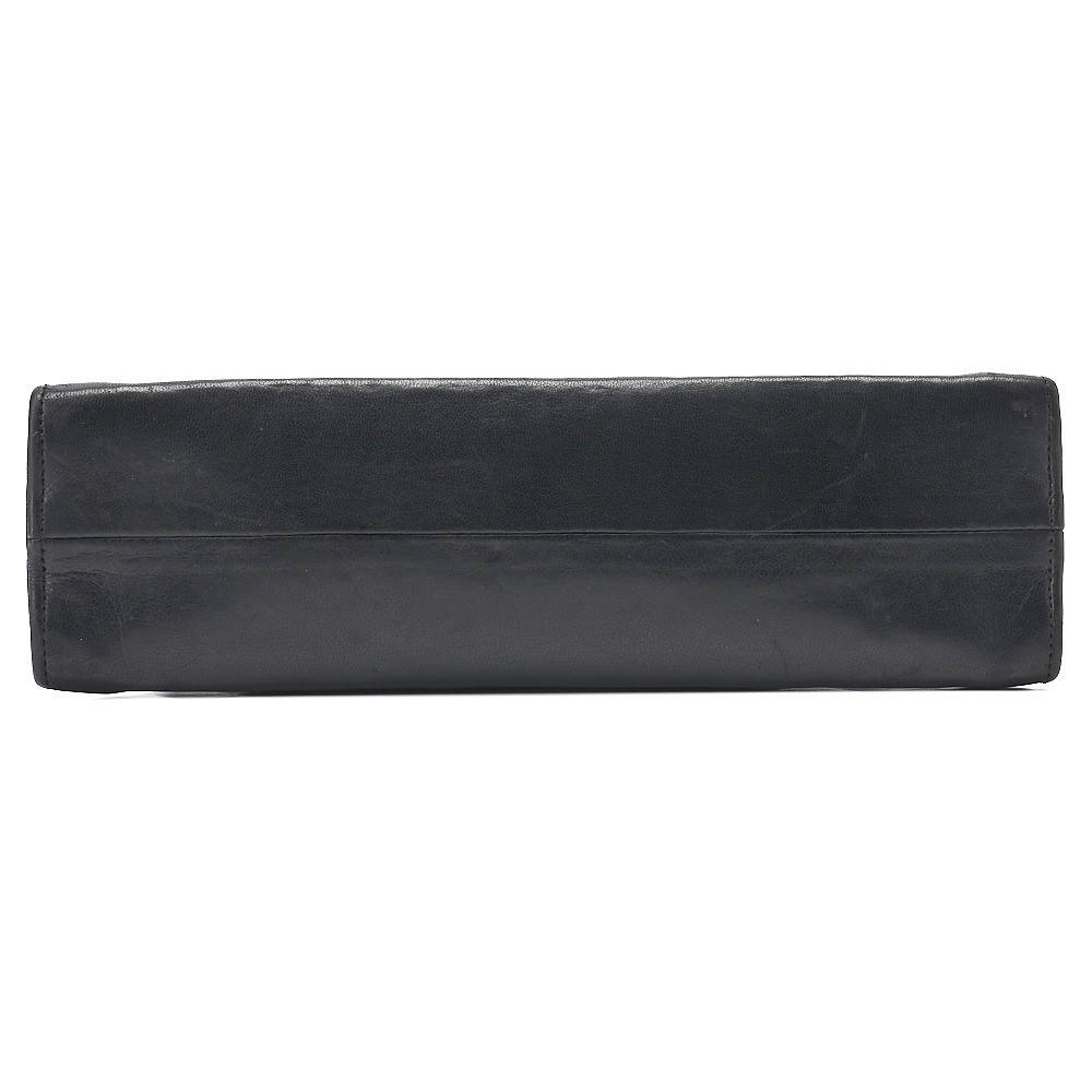 Lambskin Half-Moon Plate Charm Chain Shoulder Bag, Black — view 5