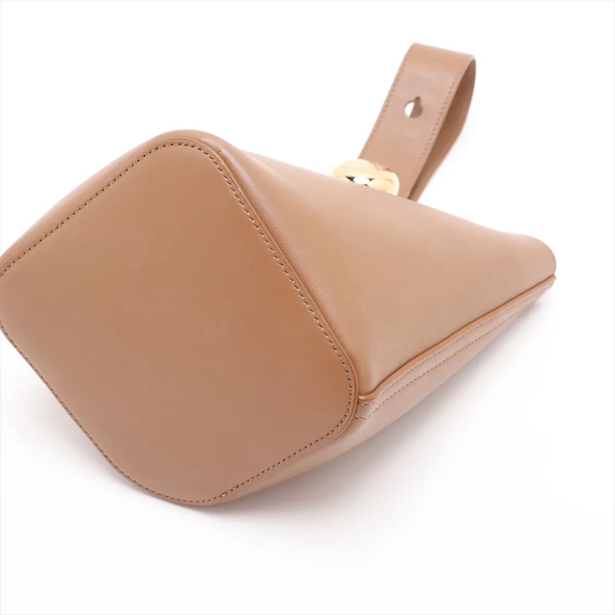 Pebble Bucket Bag Mini Leather Handbag Brown — view 3
