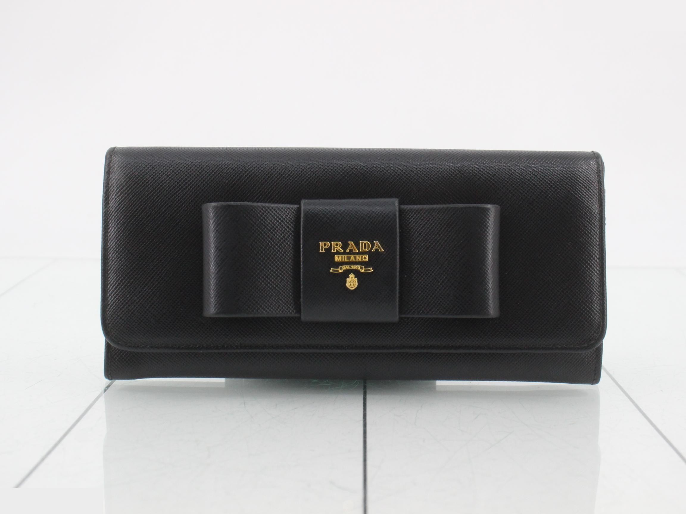 ribbon motif long wallet, Saffiano leather