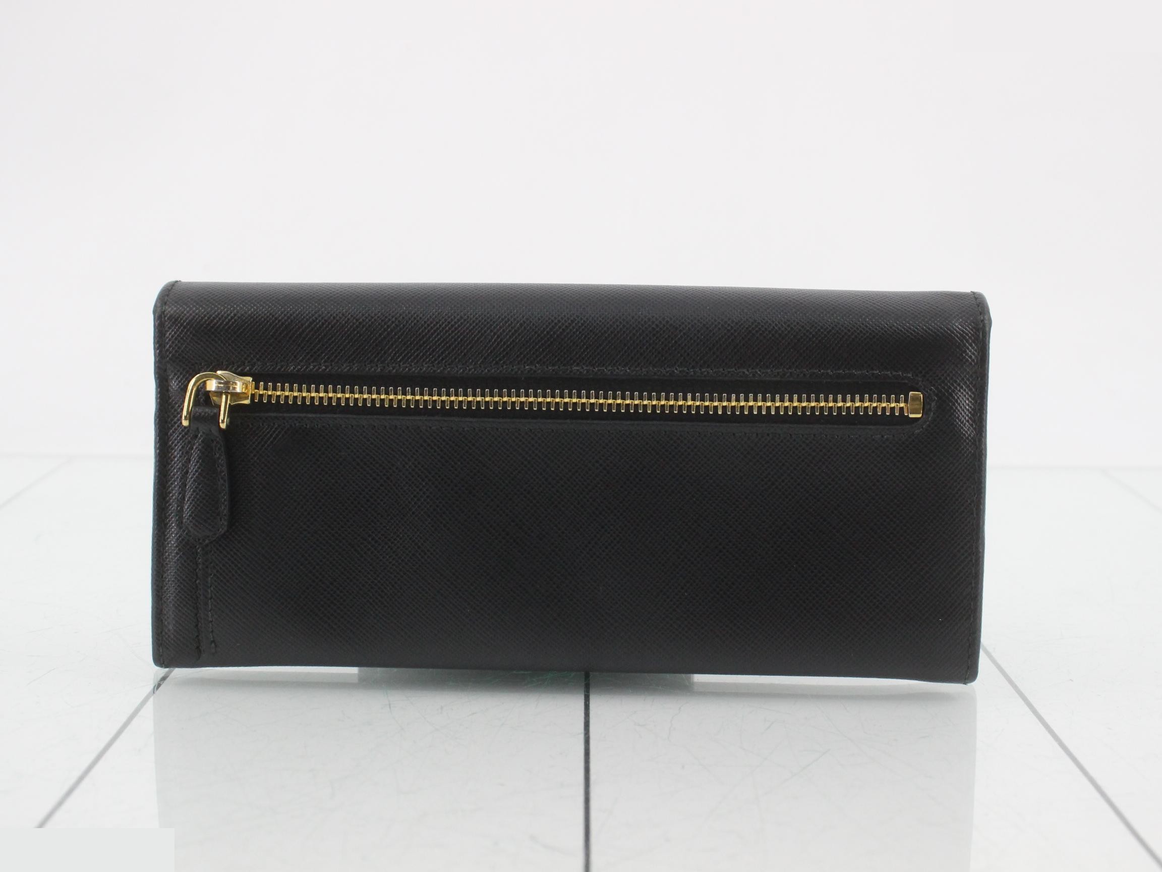 ribbon motif long wallet, Saffiano leather — view 2