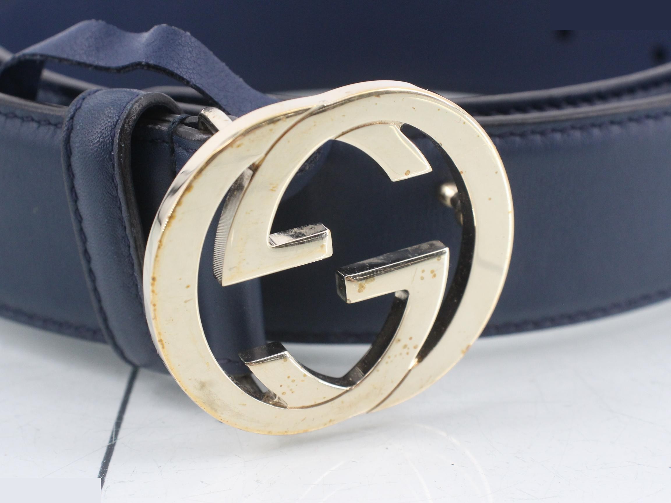 Leather belt (interlocking G buckle) — view 3