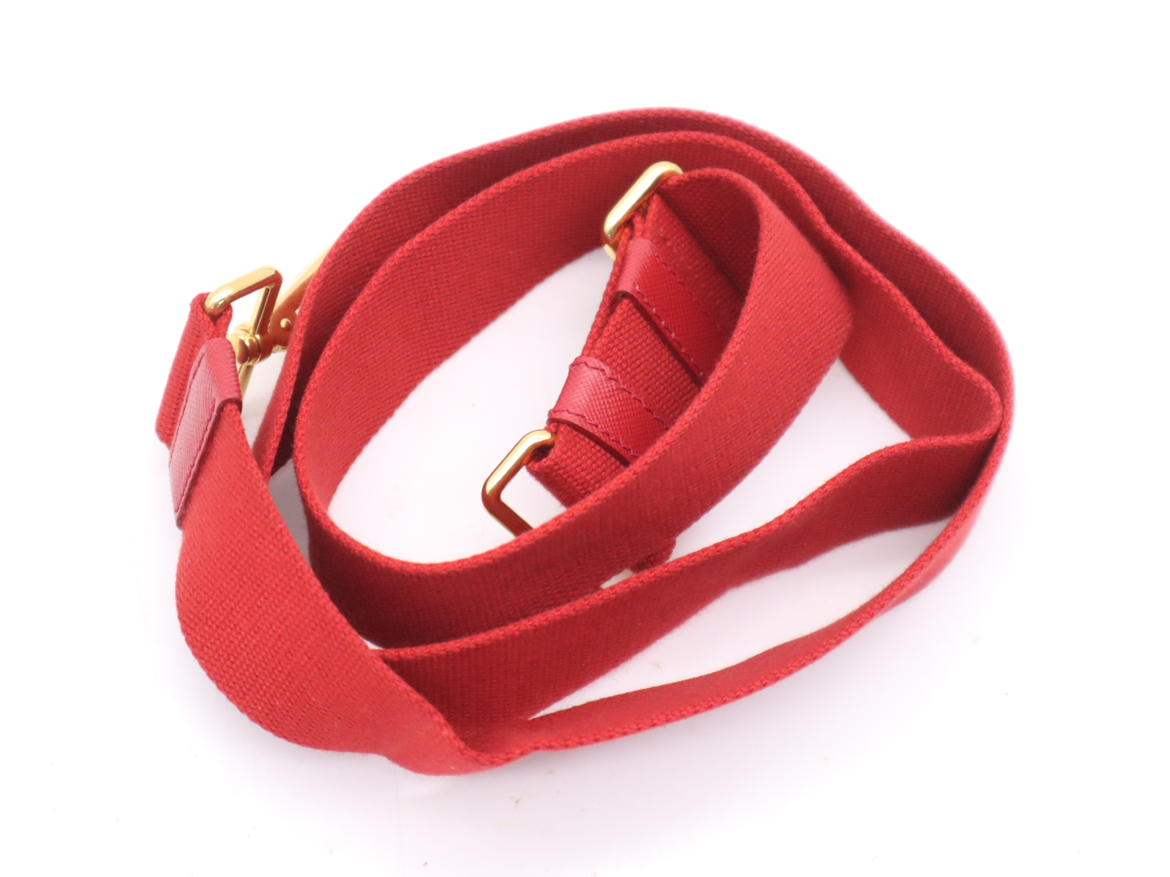 Canvas Canapa 2-Way Handbag, Red with Gold Hardware, Shoulder Strap, and Dust Bag. — view 13