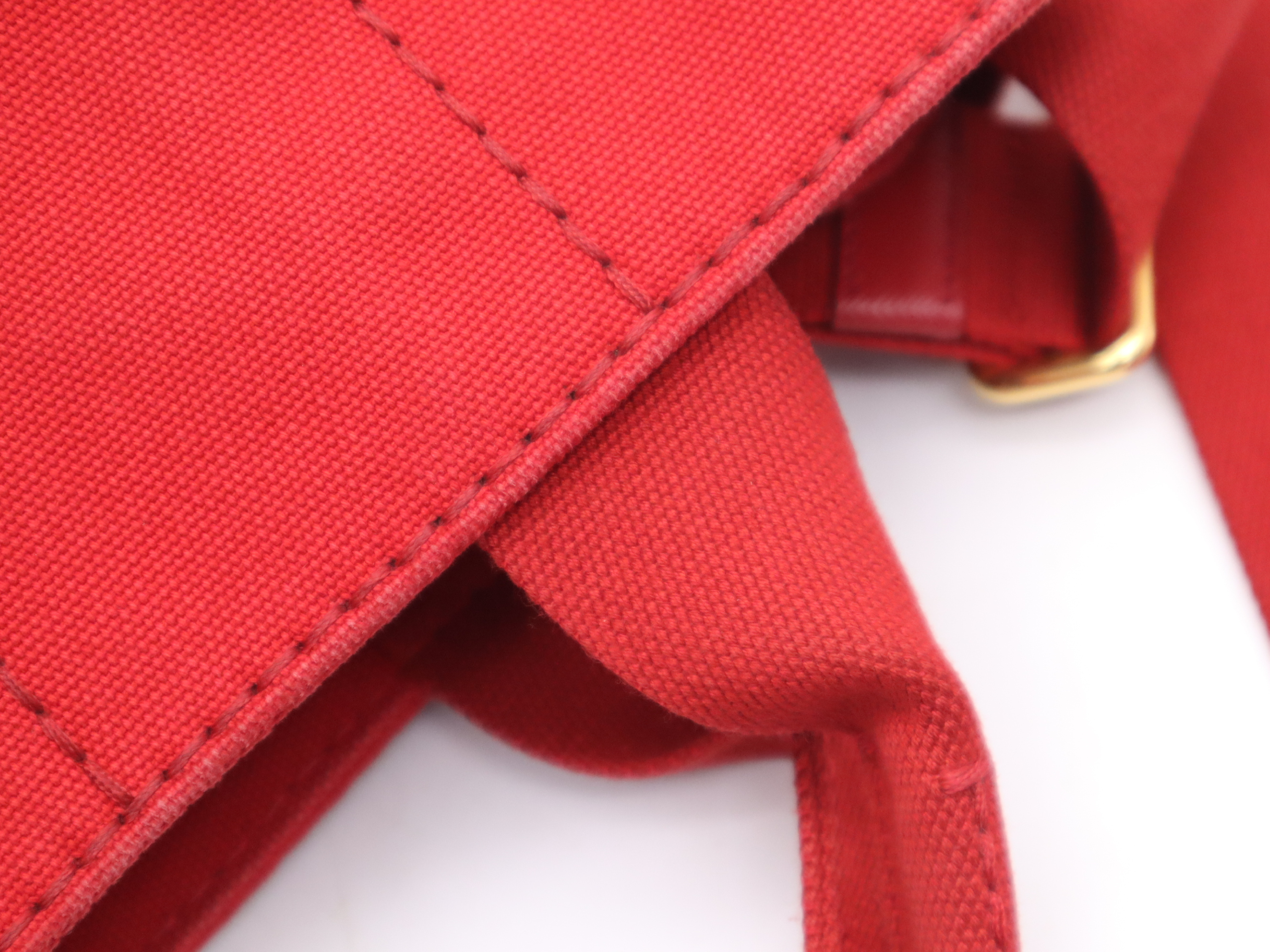 Canvas Canapa 2-Way Handbag, Red with Gold Hardware, Shoulder Strap, and Dust Bag. — view 8