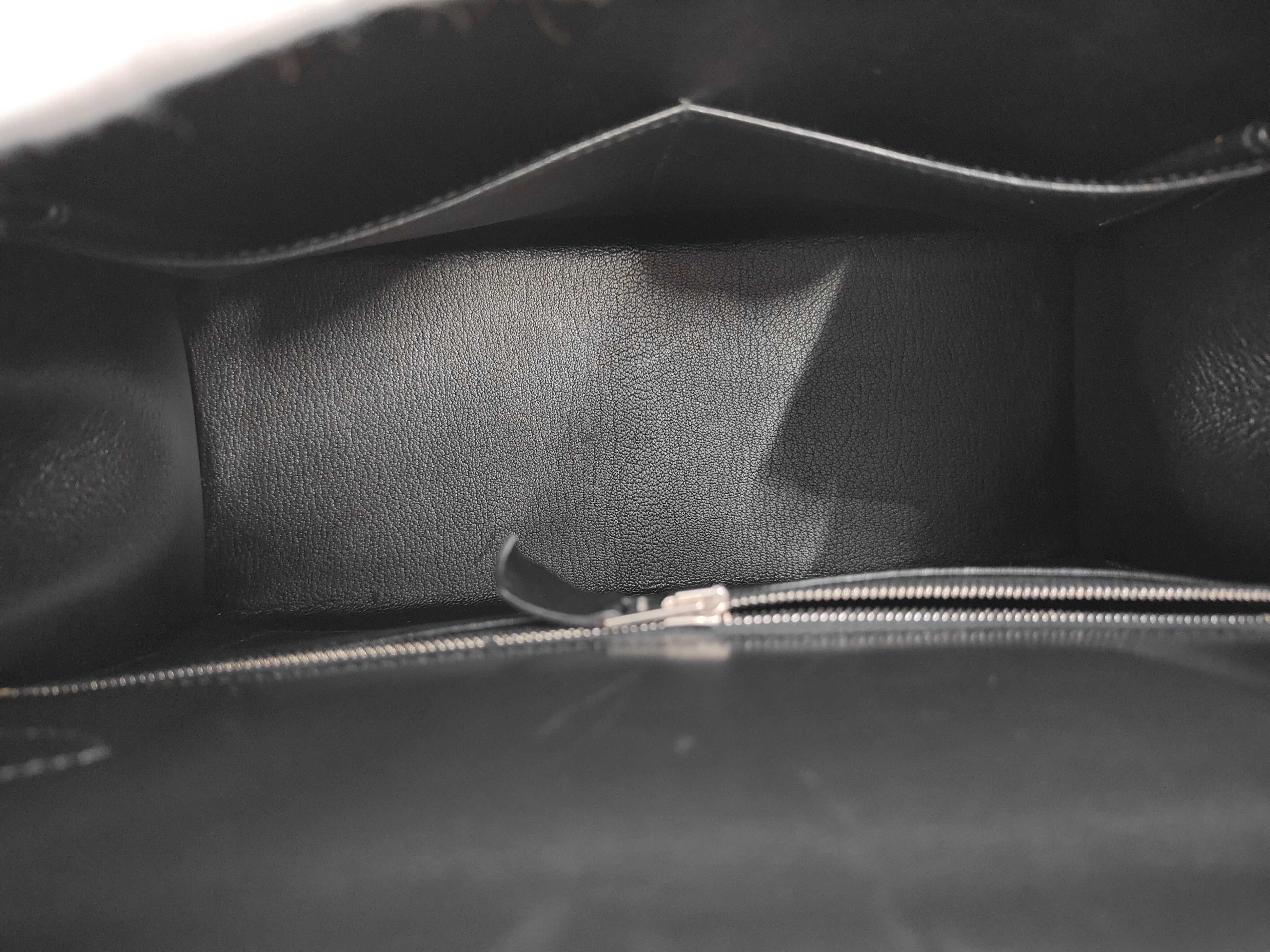 Kelly 28 Box Calf Black Sellier Stitching Silver Hardware (Strap not included) L Handbag — view 11