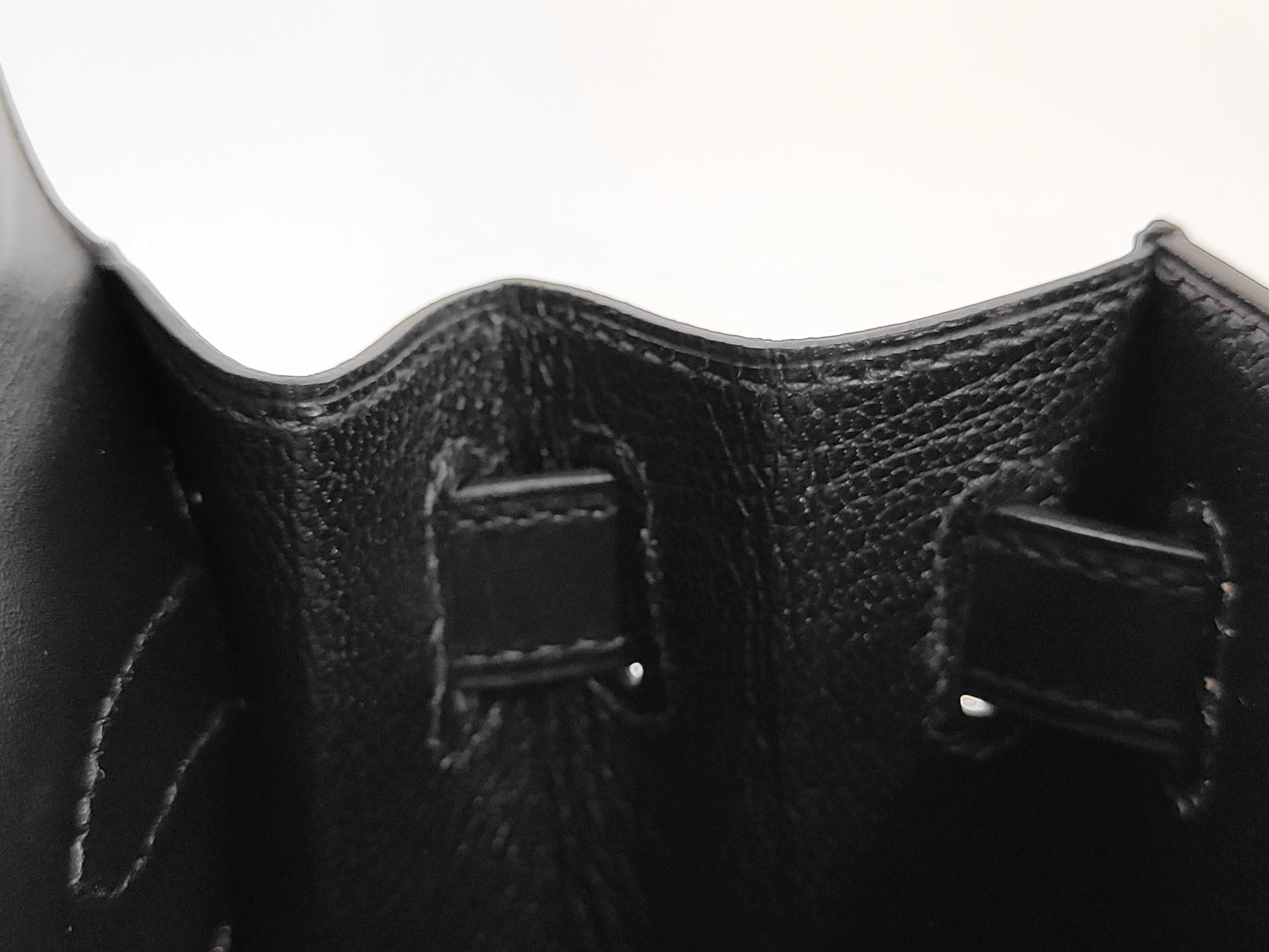 Kelly 28 Box Calf Black Sellier Stitching Silver Hardware (Strap not included) L Handbag — view 10