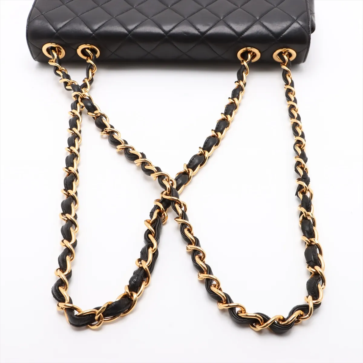 Deca Matelasse 30 Large Lambskin Single Flap Double Chain Bag Black Gold Hardware 4570375 4th Series A11869 — view 5