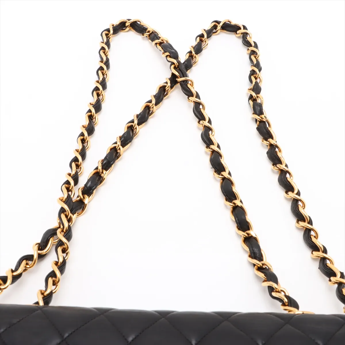 Deca Matelasse 30 Large Lambskin Single Flap Double Chain Bag Black Gold Hardware 4570375 4th Series A11869 — view 6