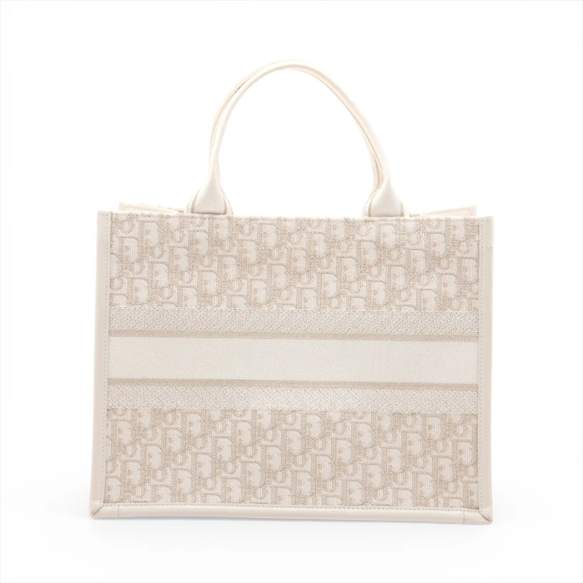 Oblique Book Tote Medium Canvas x Leather 2-Way Handbag White Lucky Star — view 2