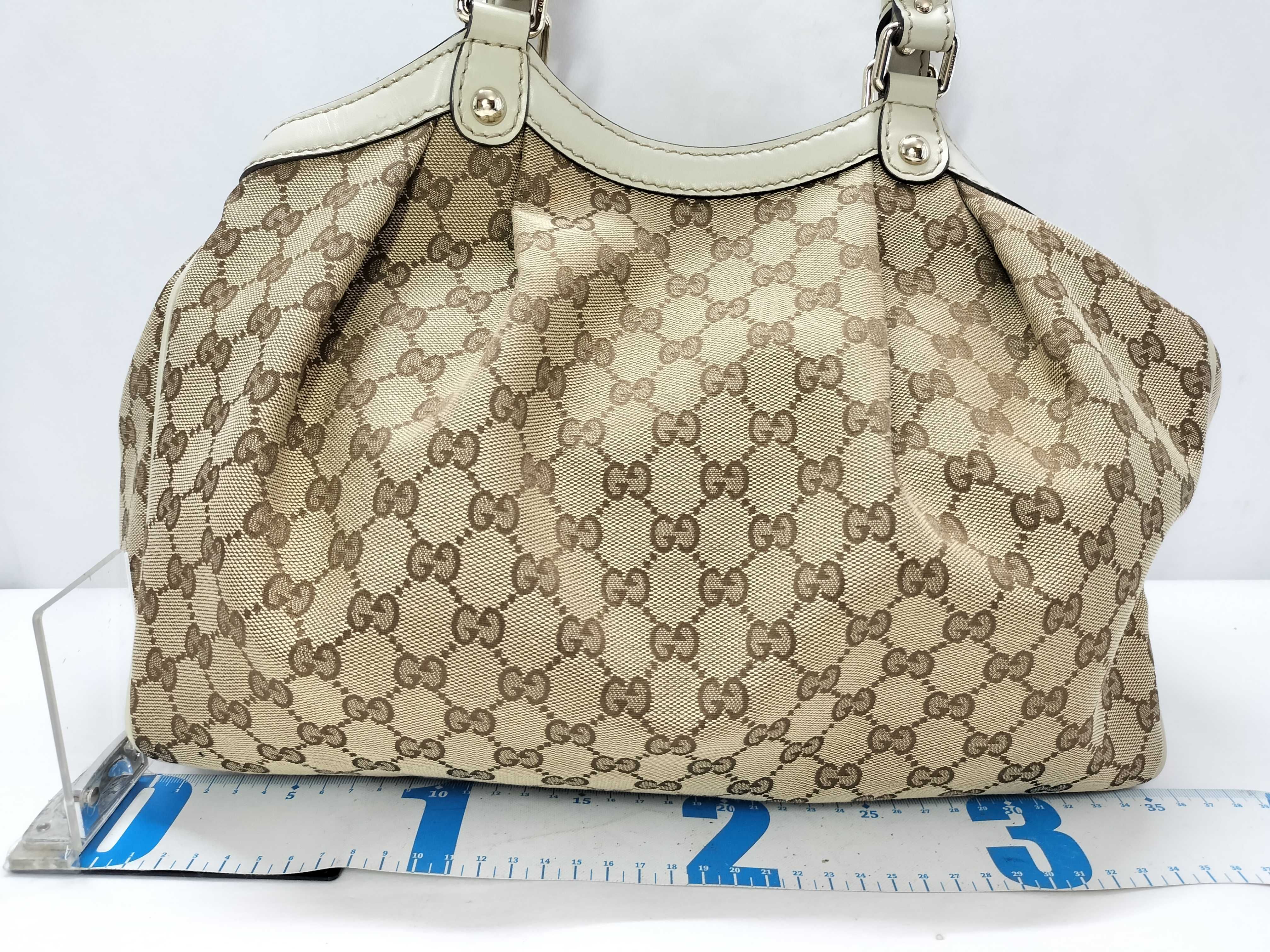 GG Canvas Gucci Diamante Sukey 211944 Canvas x Leather Handbag Beige Handbag — view 2