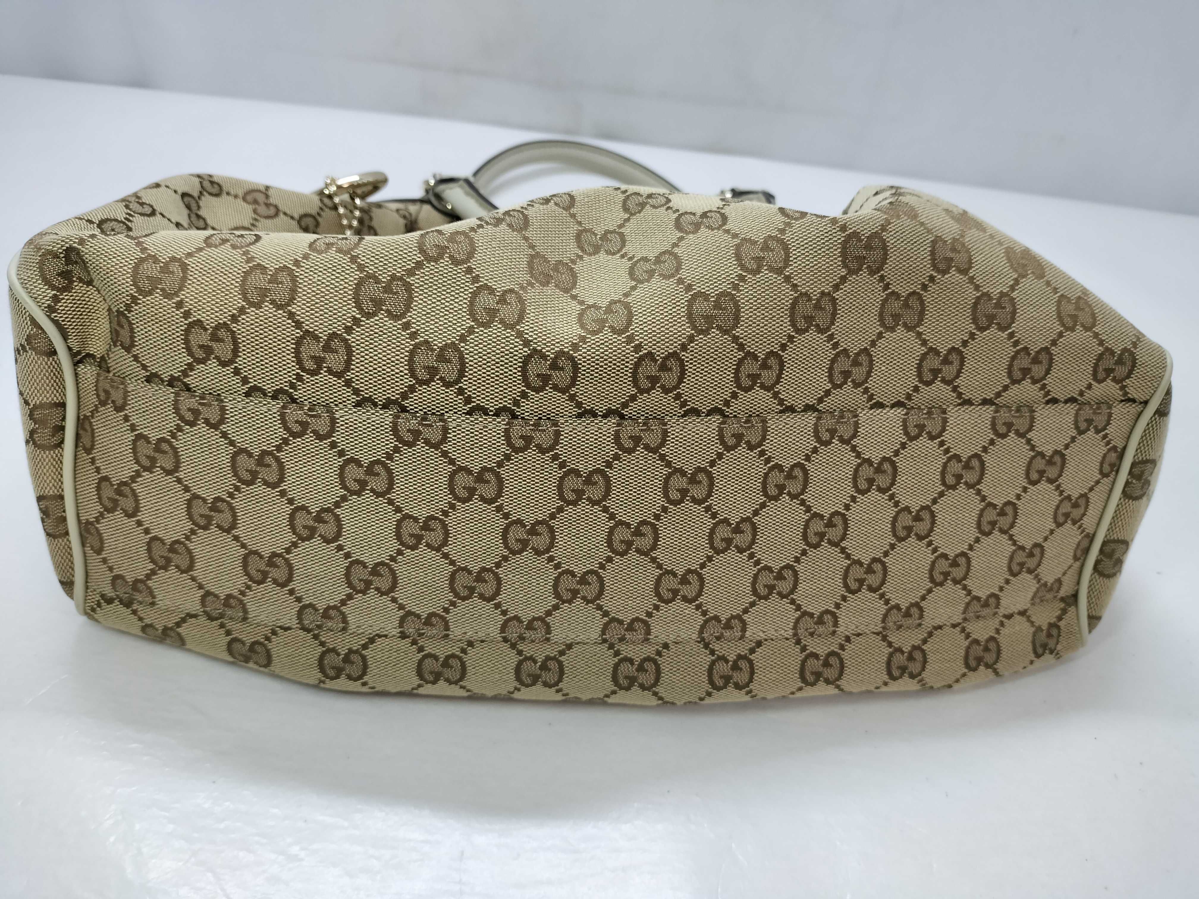 GG Canvas Gucci Diamante Sukey 211944 Canvas x Leather Handbag Beige Handbag — view 13