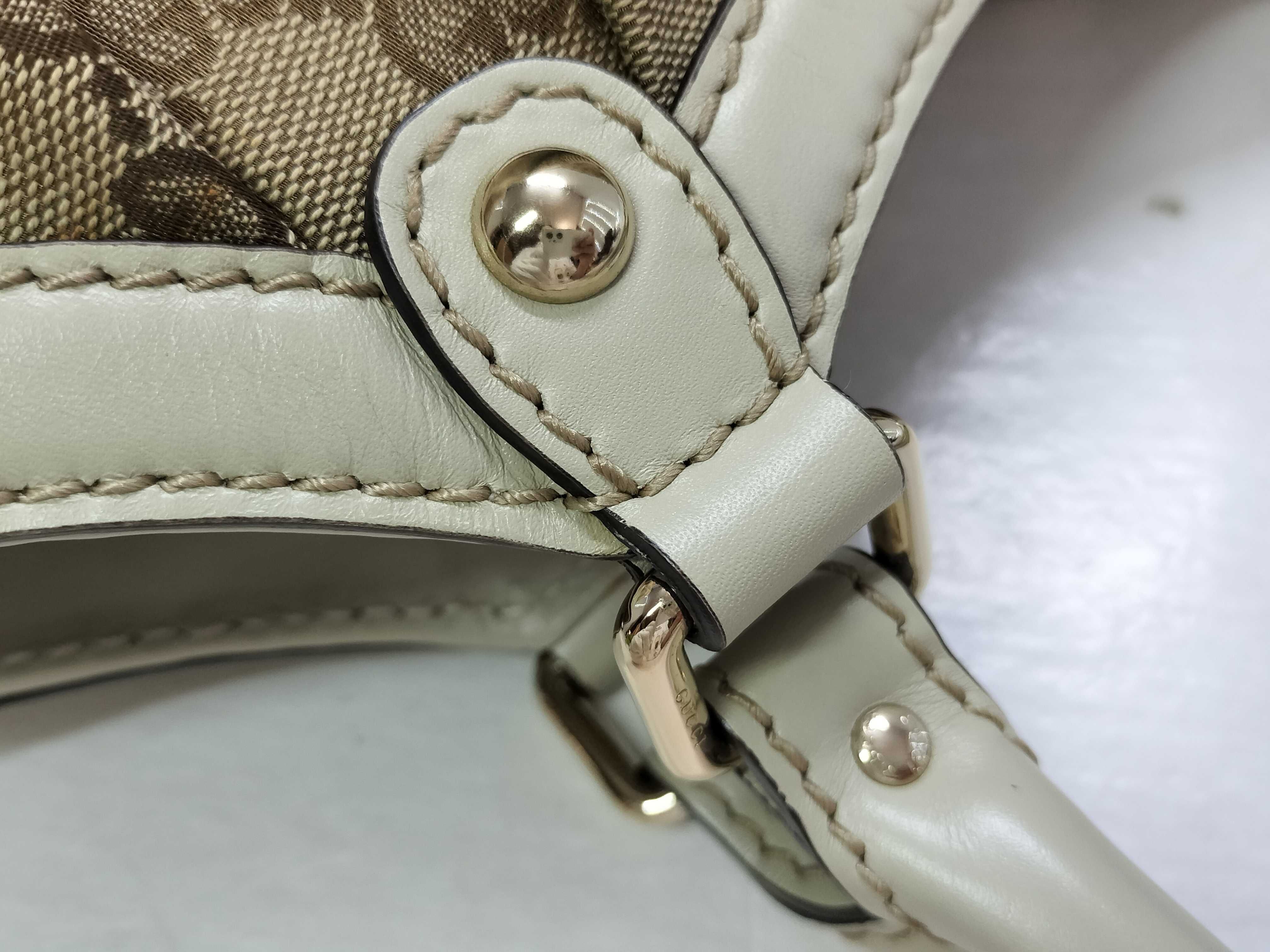 GG Canvas Gucci Diamante Sukey 211944 Canvas x Leather Handbag Beige Handbag — view 5