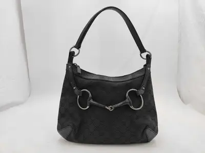 Horsebit GG Canvas Black Shoulder Bag 114890