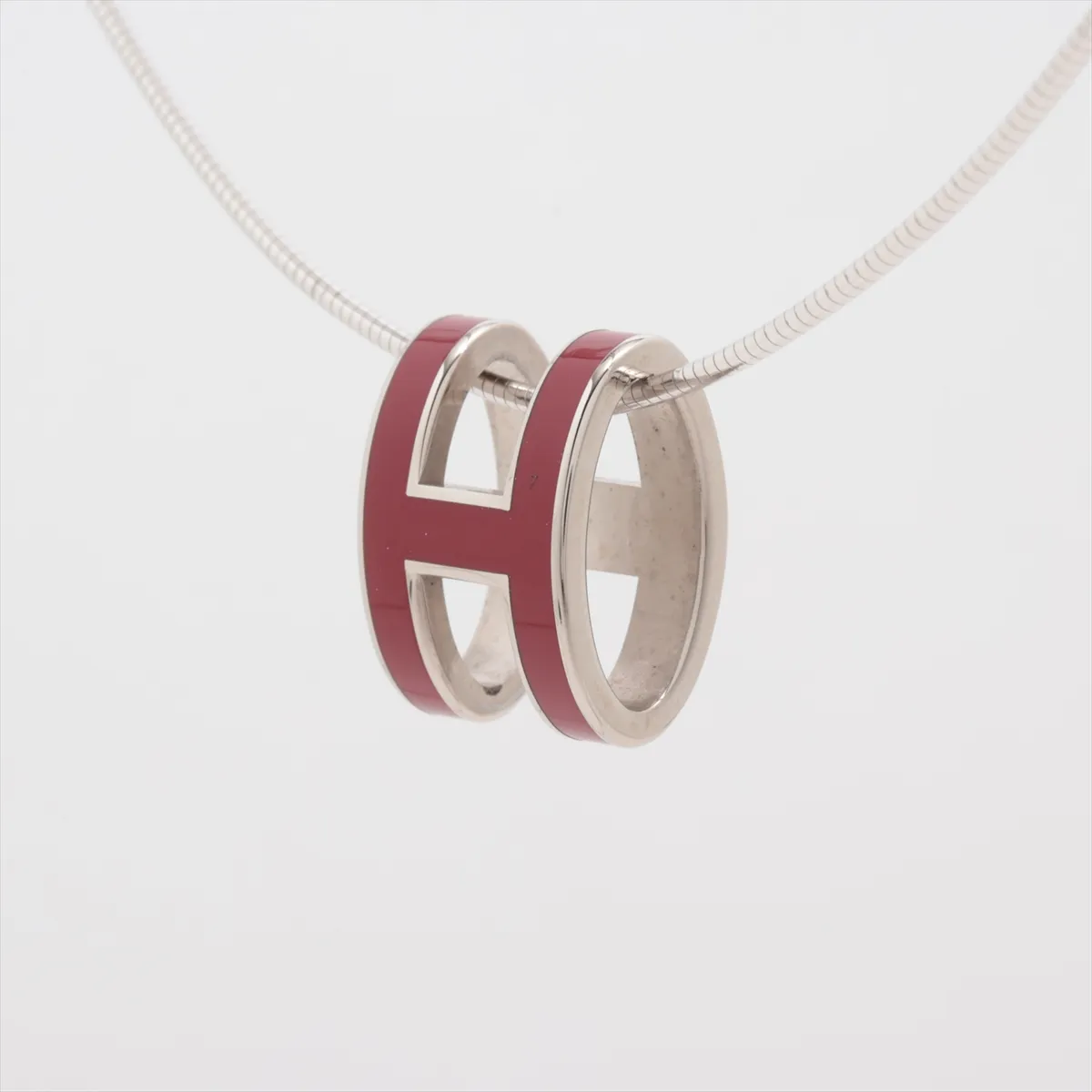 Pop H Necklace, Metal, Silver x Bordeaux, — view 2