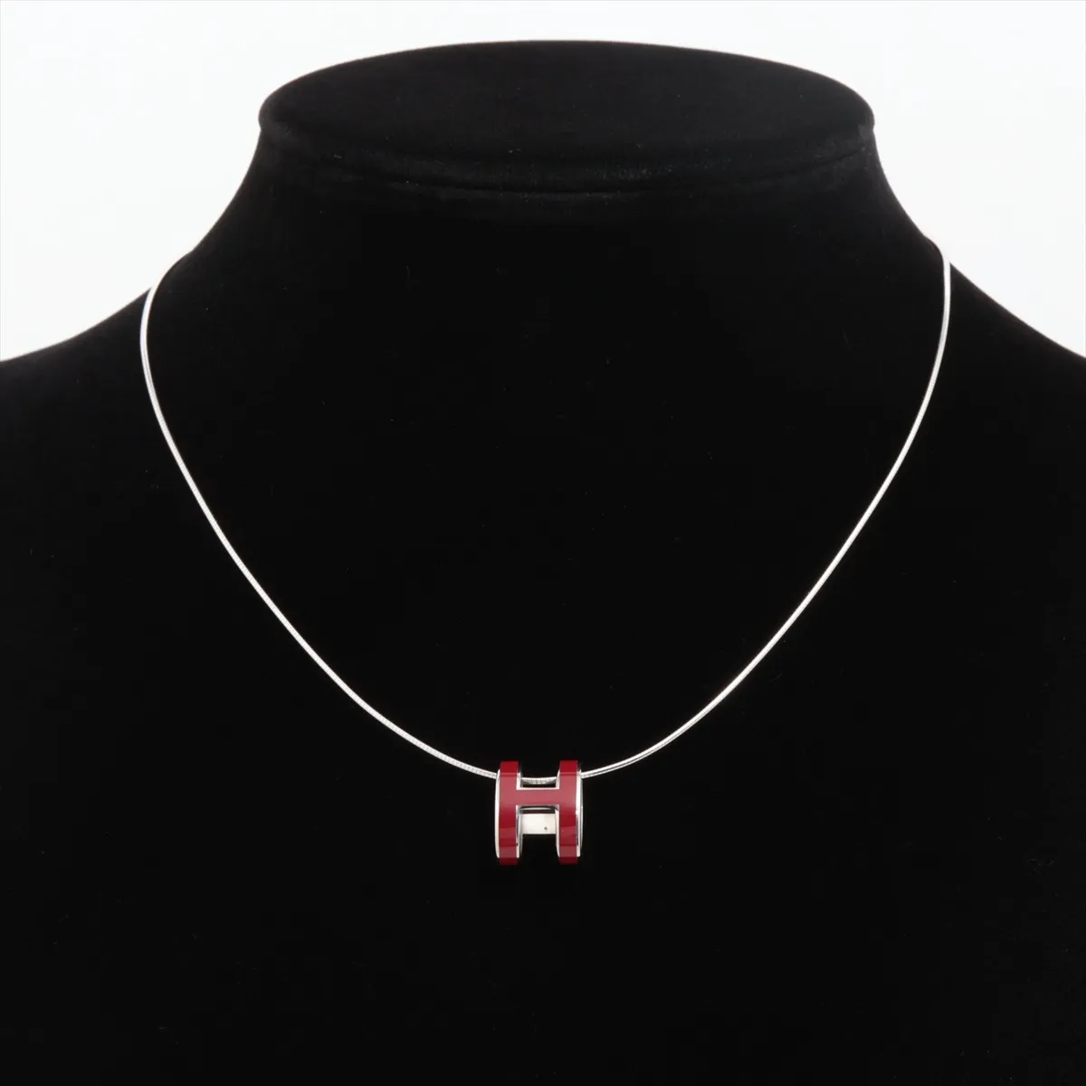 Pop H Necklace, Metal, Silver x Bordeaux, — view 5