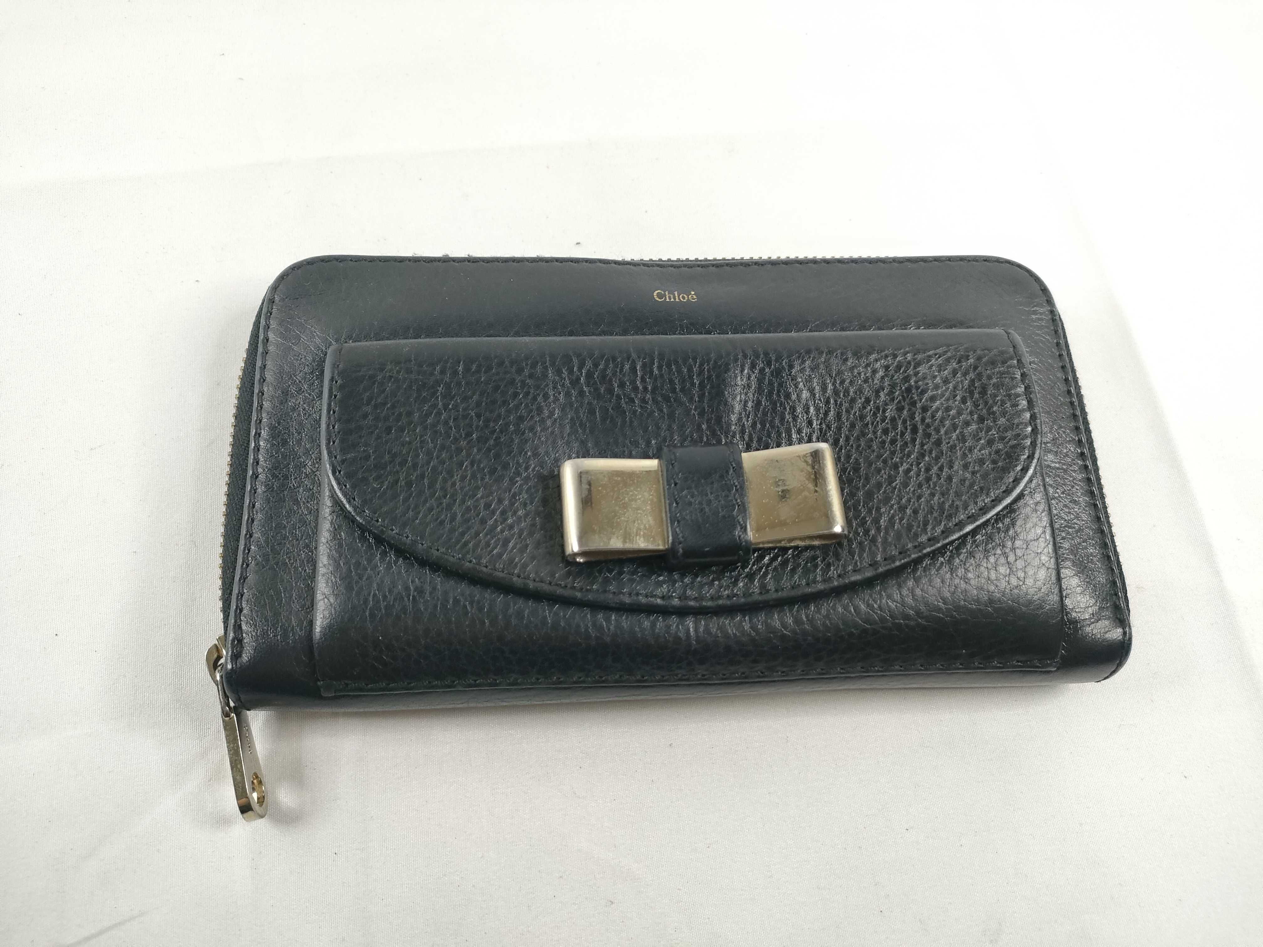 leather round zipper long wallet, black wallet