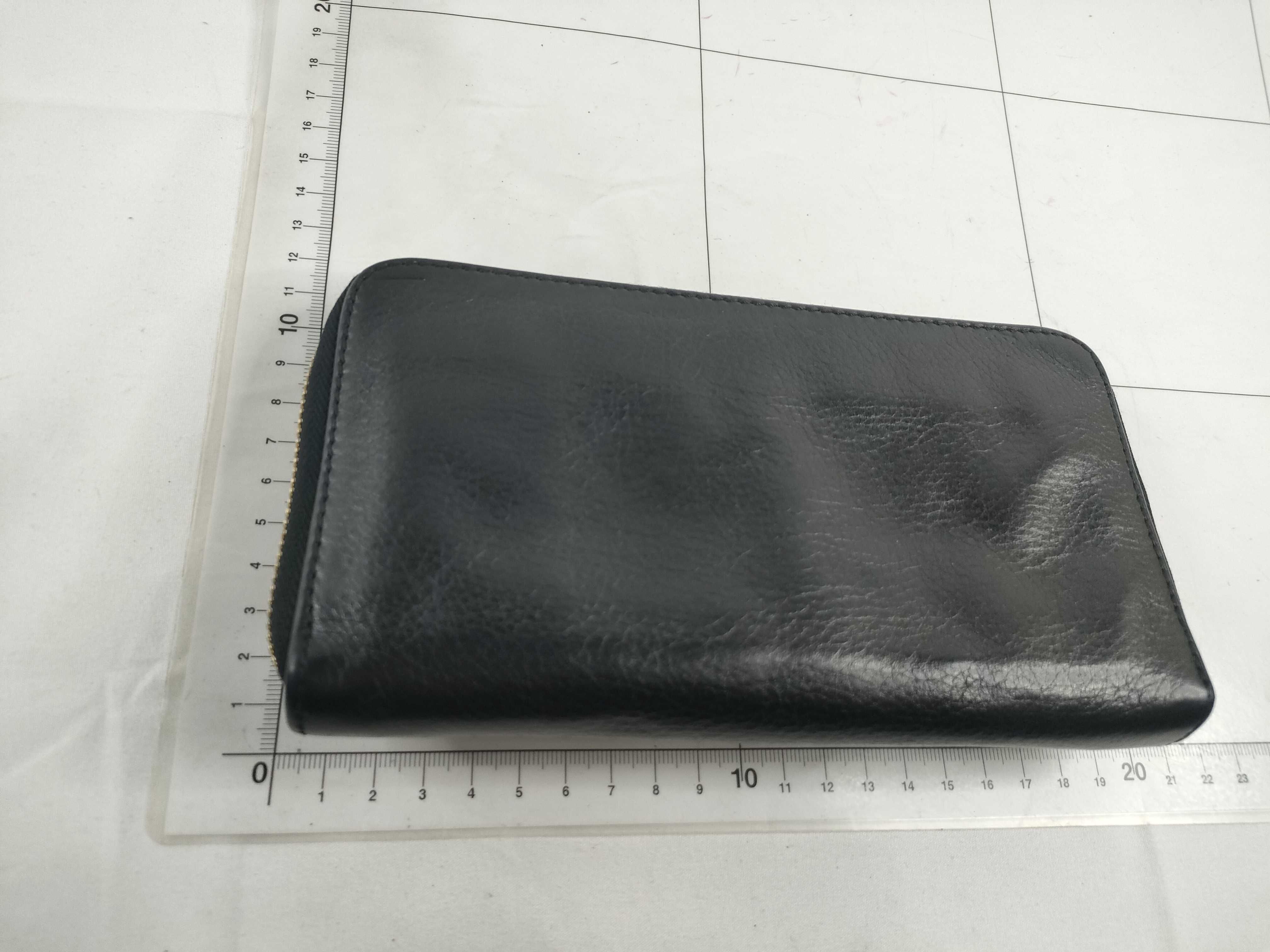 leather round zipper long wallet, black wallet — view 2