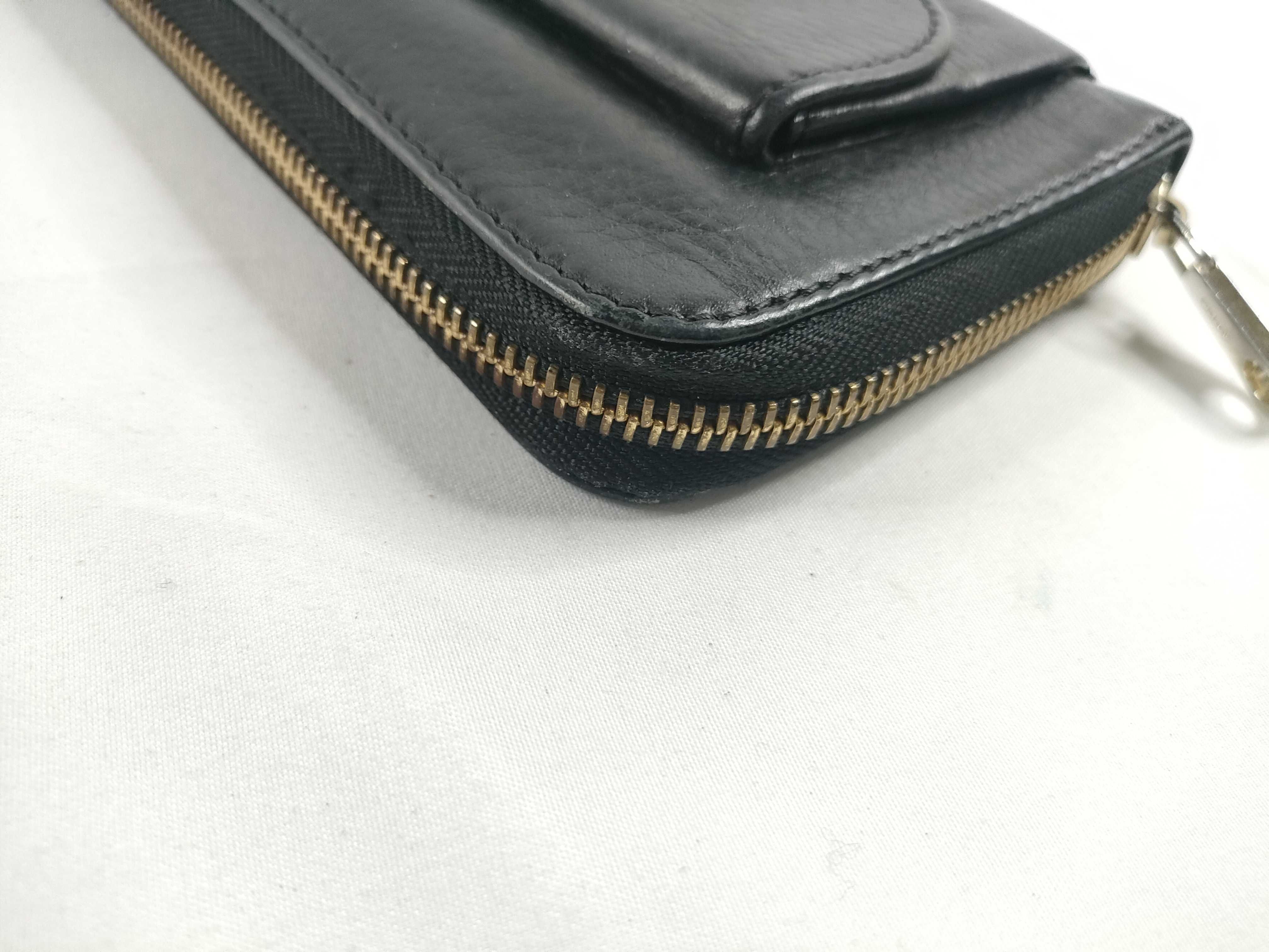 leather round zipper long wallet, black wallet — view 4