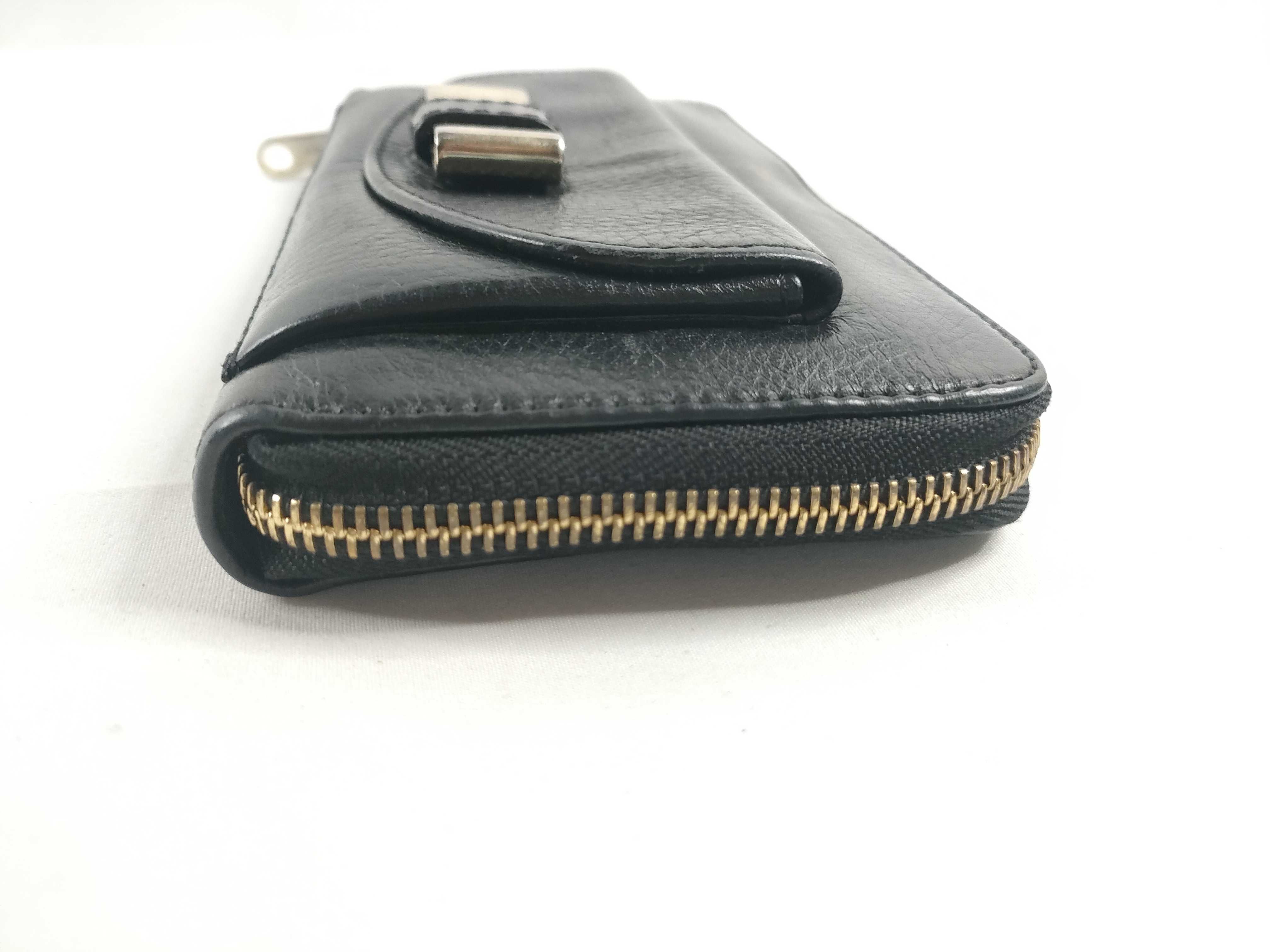 leather round zipper long wallet, black wallet — view 7