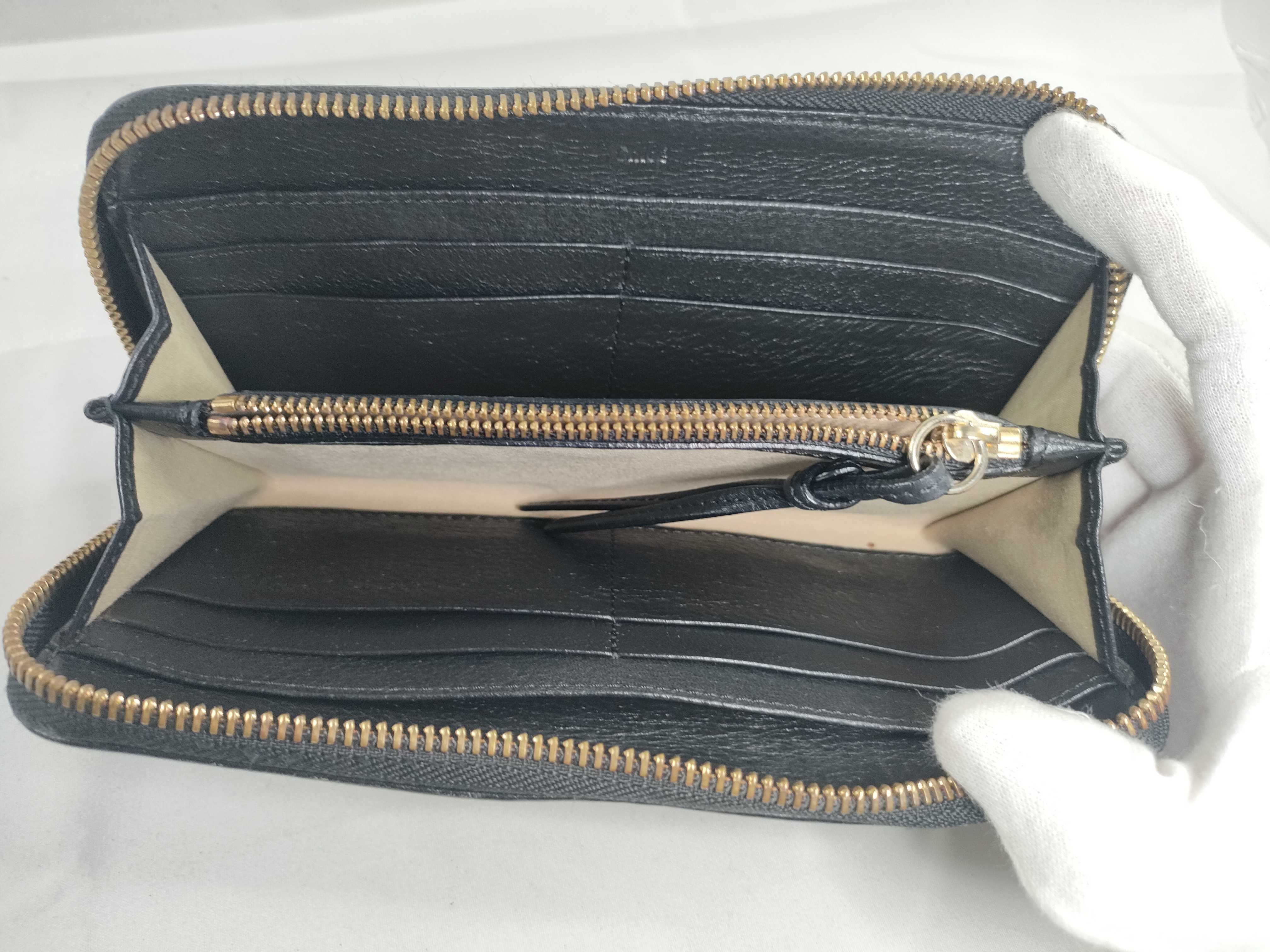 leather round zipper long wallet, black wallet — view 8