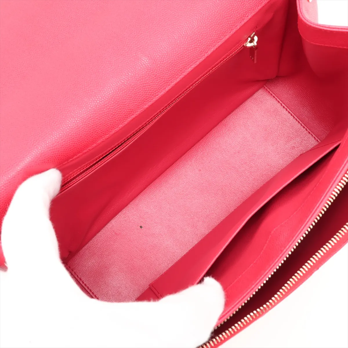 Business Affinity Caviar Skin 2-Way Handbag, Pink with Gold Hardware, 24496732, Serial Number 24 — view 7