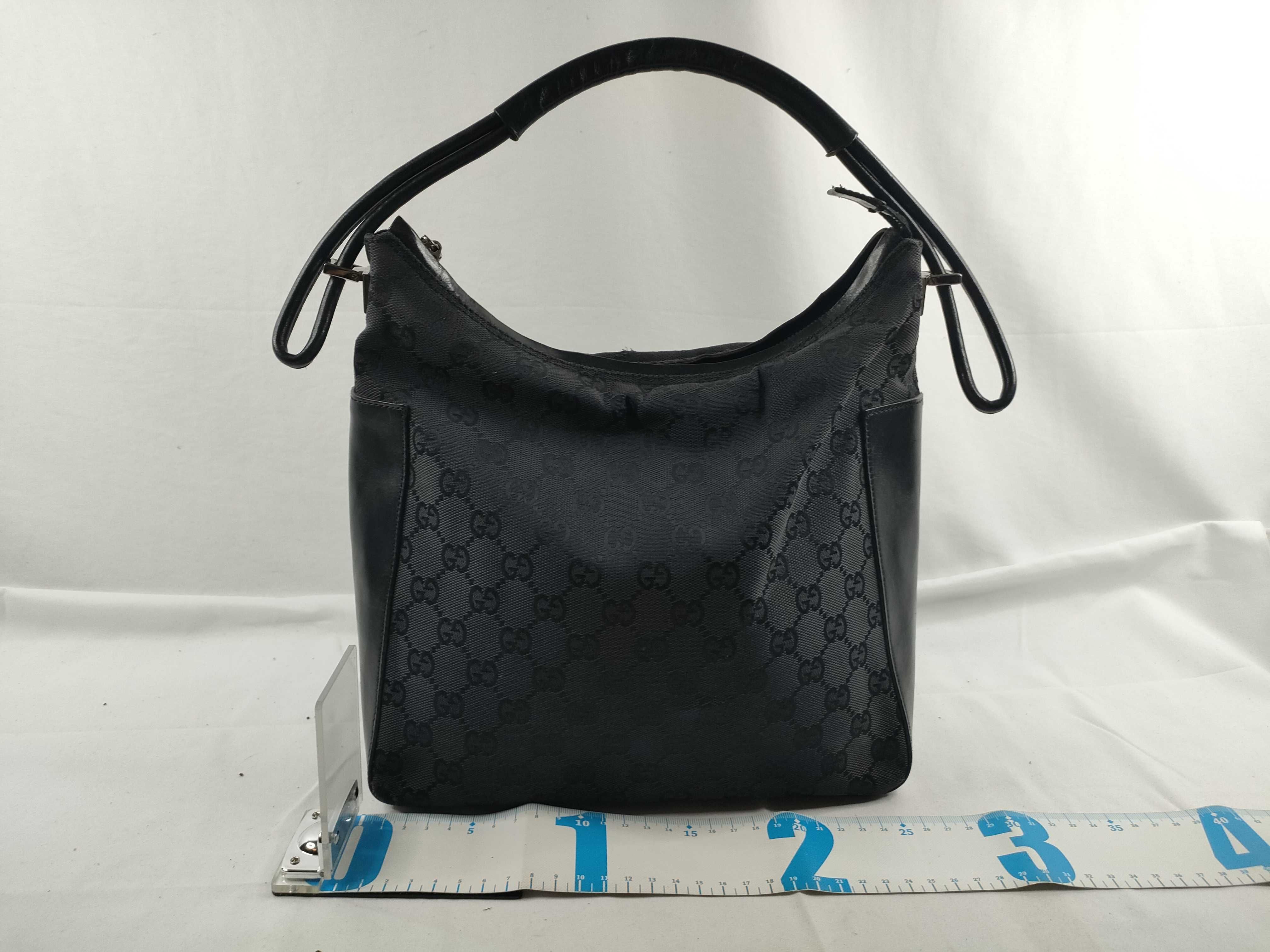 Shoulder Bag, Gucci One-Shoulder Bag, Half Moon GG Canvas Leather Black Shoulder Bag — view 2