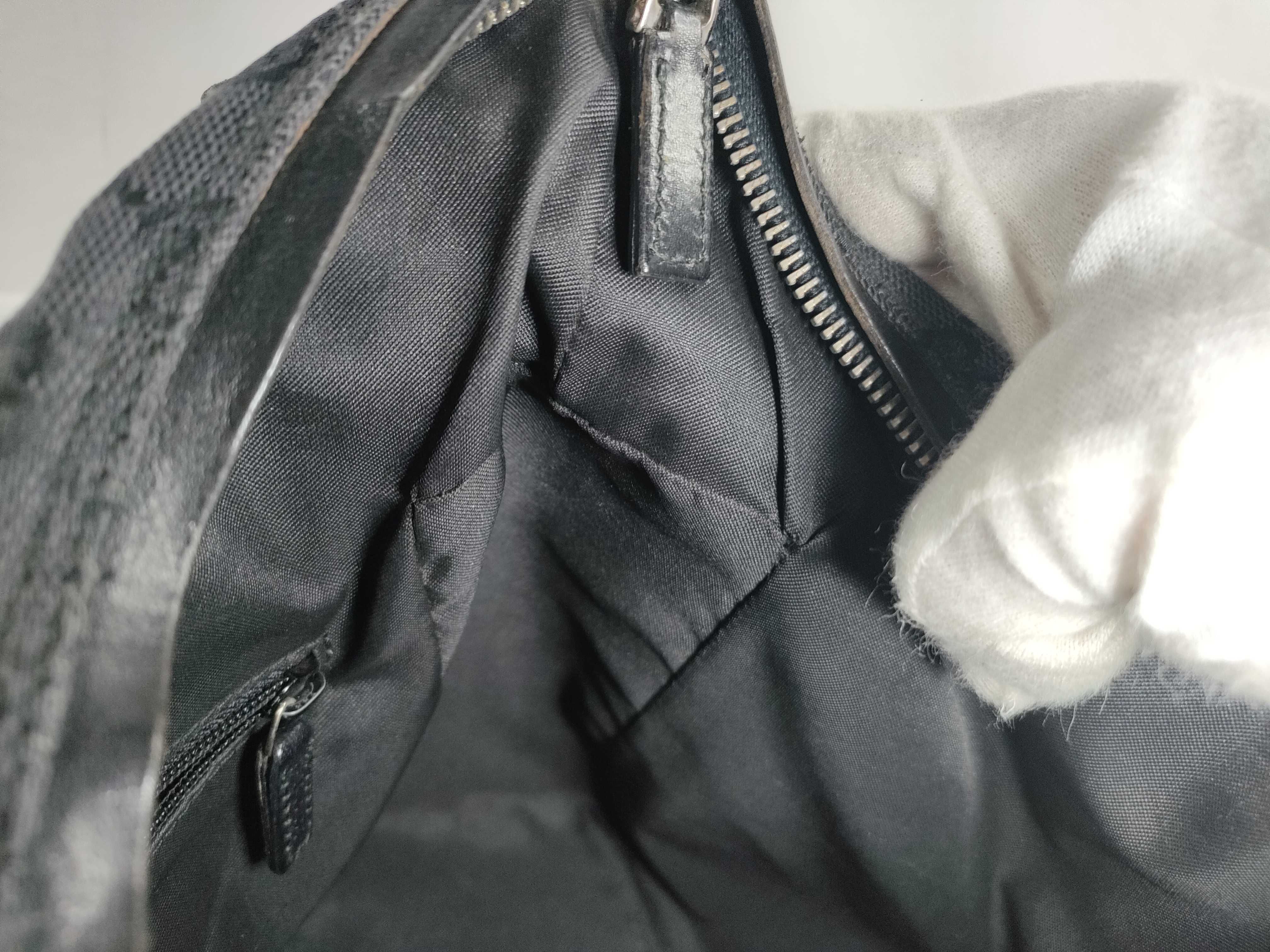 Shoulder Bag, Gucci One-Shoulder Bag, Half Moon GG Canvas Leather Black Shoulder Bag — view 11