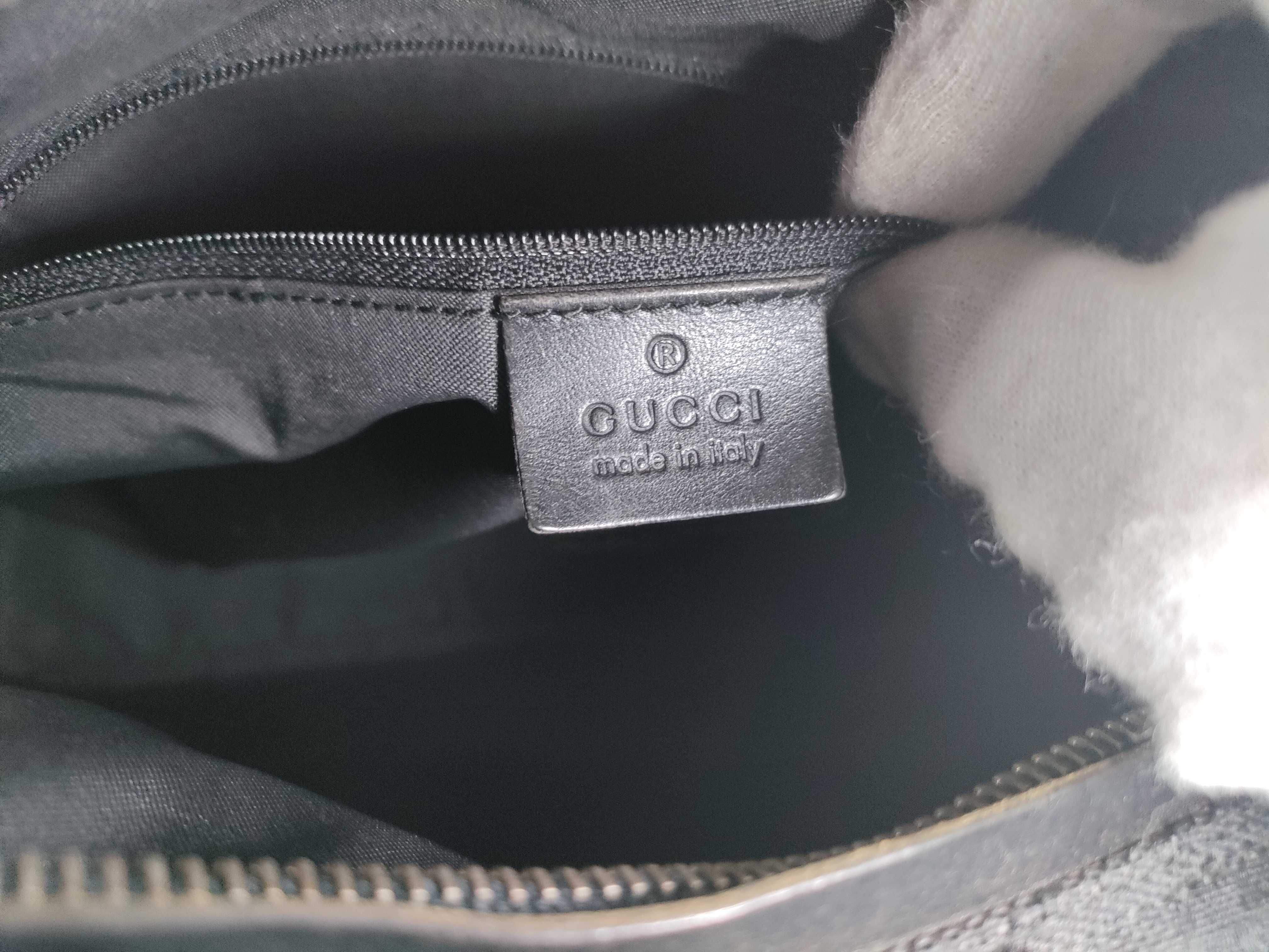Shoulder Bag, Gucci One-Shoulder Bag, Half Moon GG Canvas Leather Black Shoulder Bag — view 13