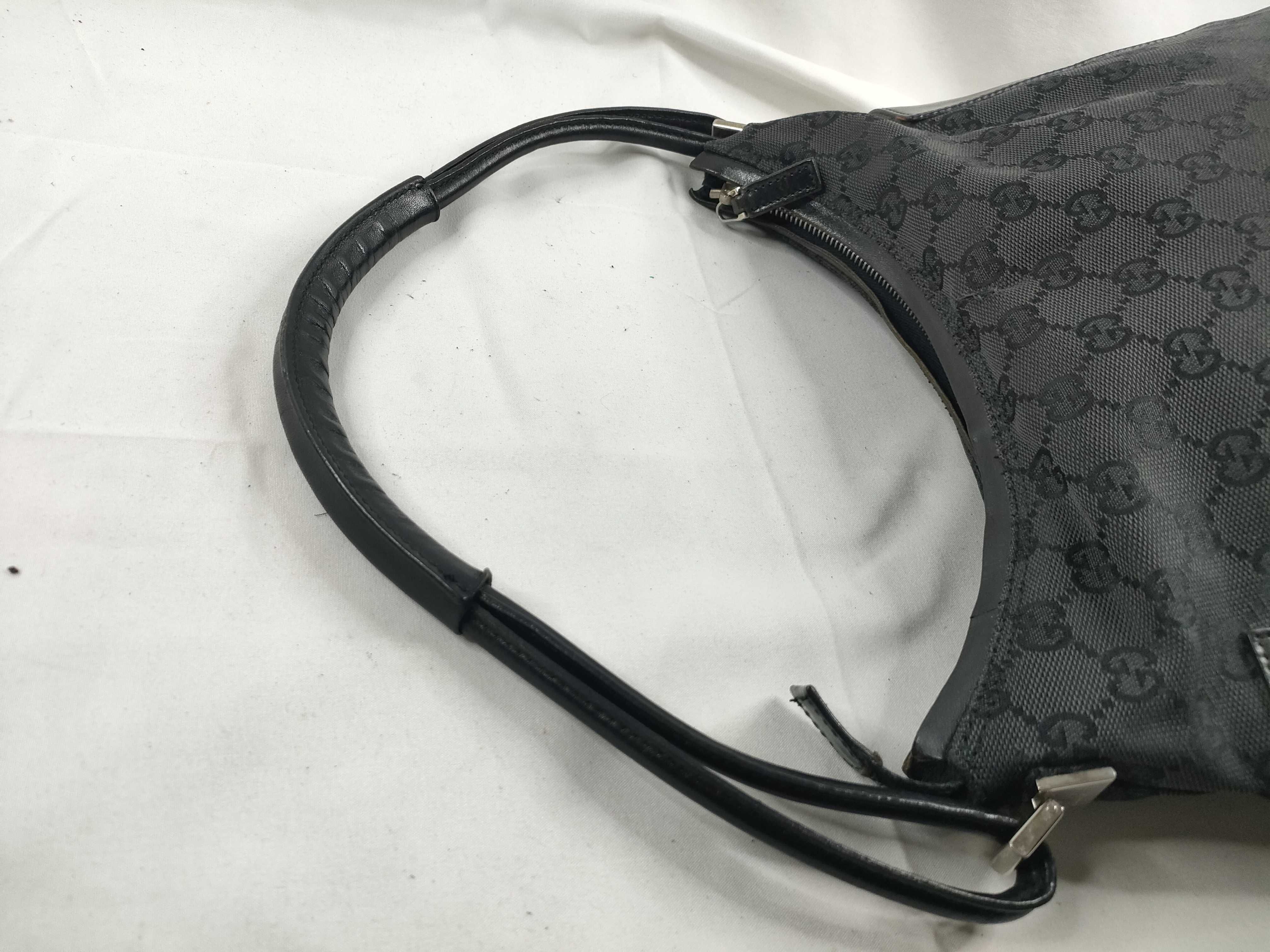 Shoulder Bag, Gucci One-Shoulder Bag, Half Moon GG Canvas Leather Black Shoulder Bag — view 6
