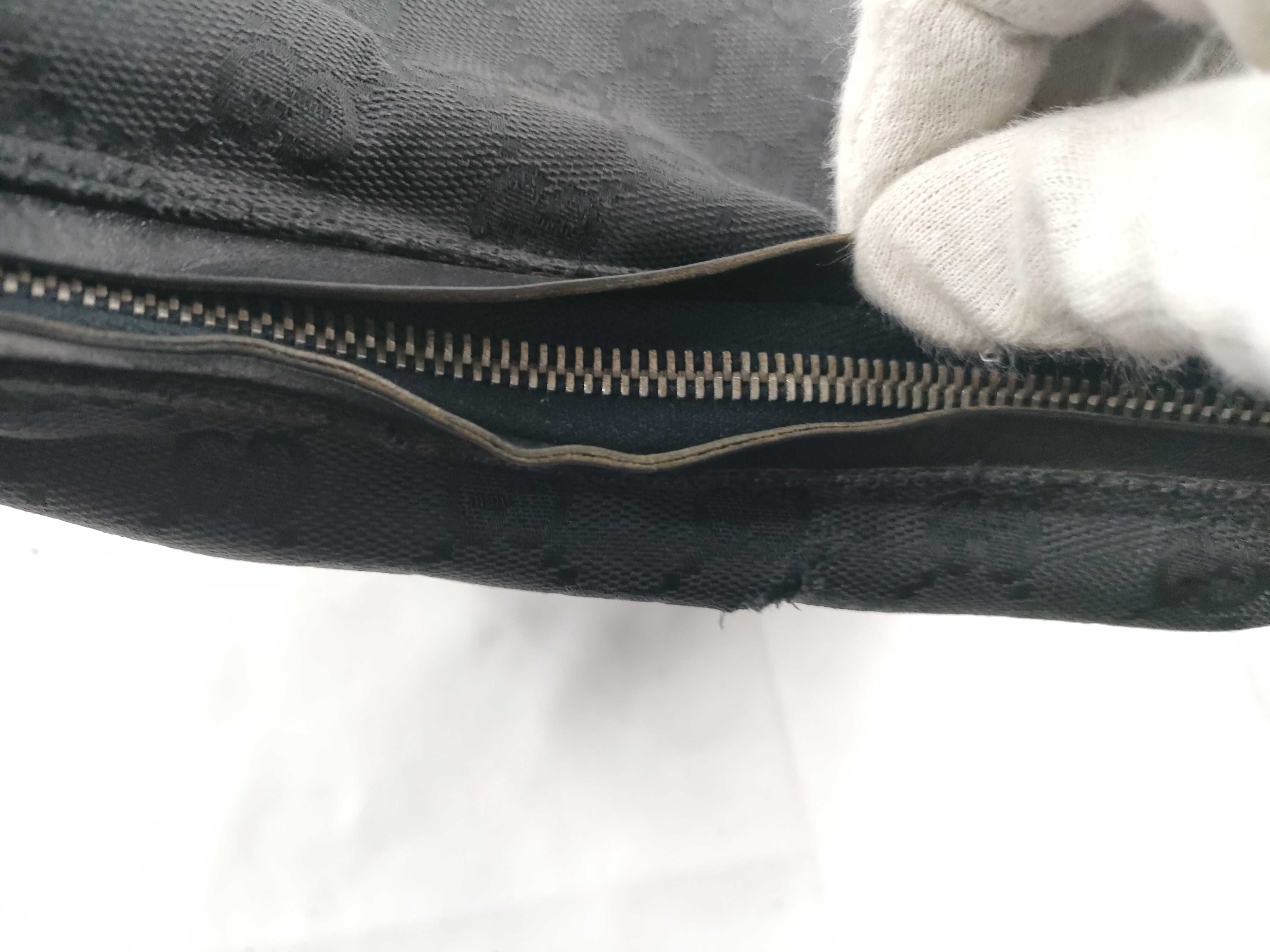 Shoulder Bag, Gucci One-Shoulder Bag, Half Moon GG Canvas Leather Black Shoulder Bag — view 9