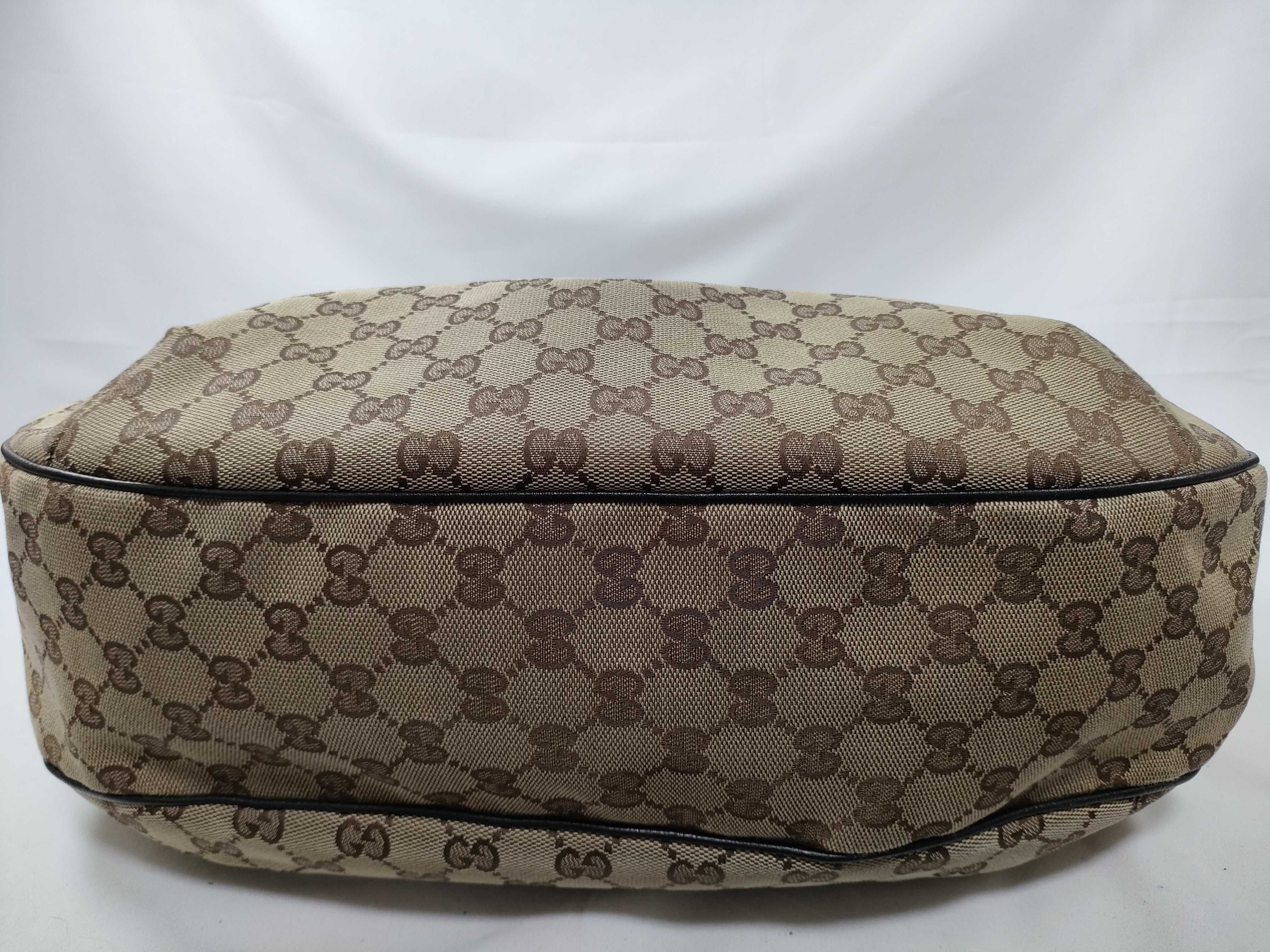 Brown GG Canvas Web Buckle Pumpkin Shoulder Bag (Handbag) — view 7
