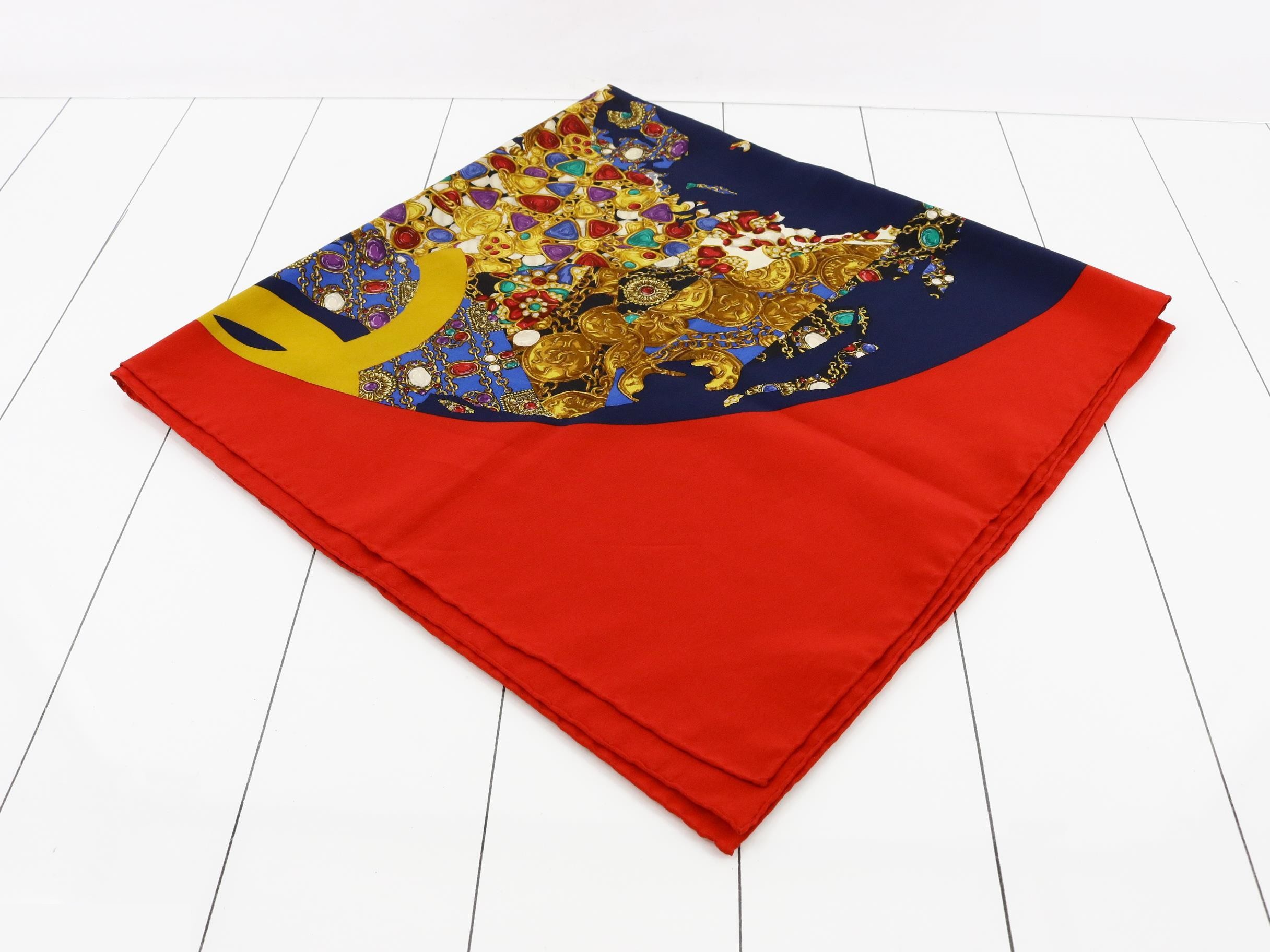 Vintage Large Scarf with Globe Design — view 2