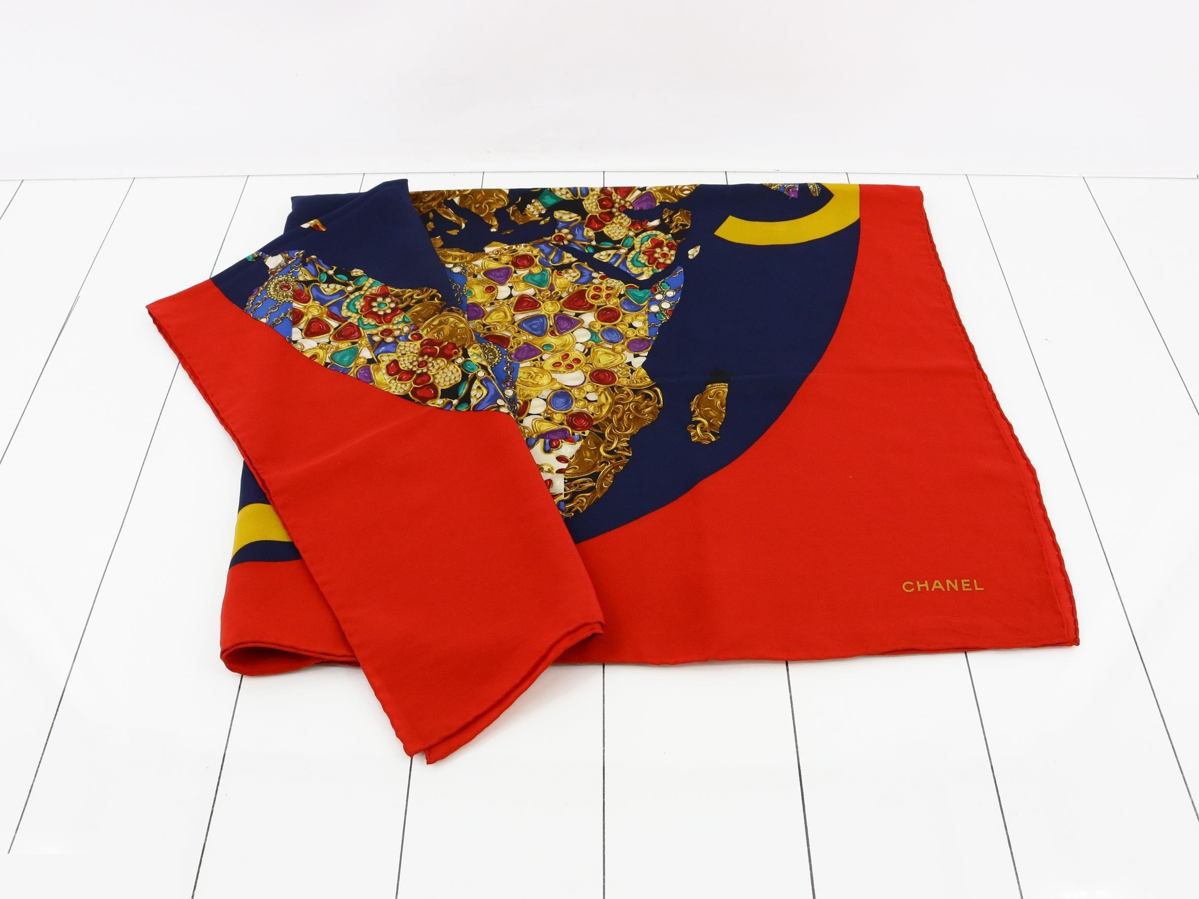 Vintage Large Scarf with Globe Design — view 3