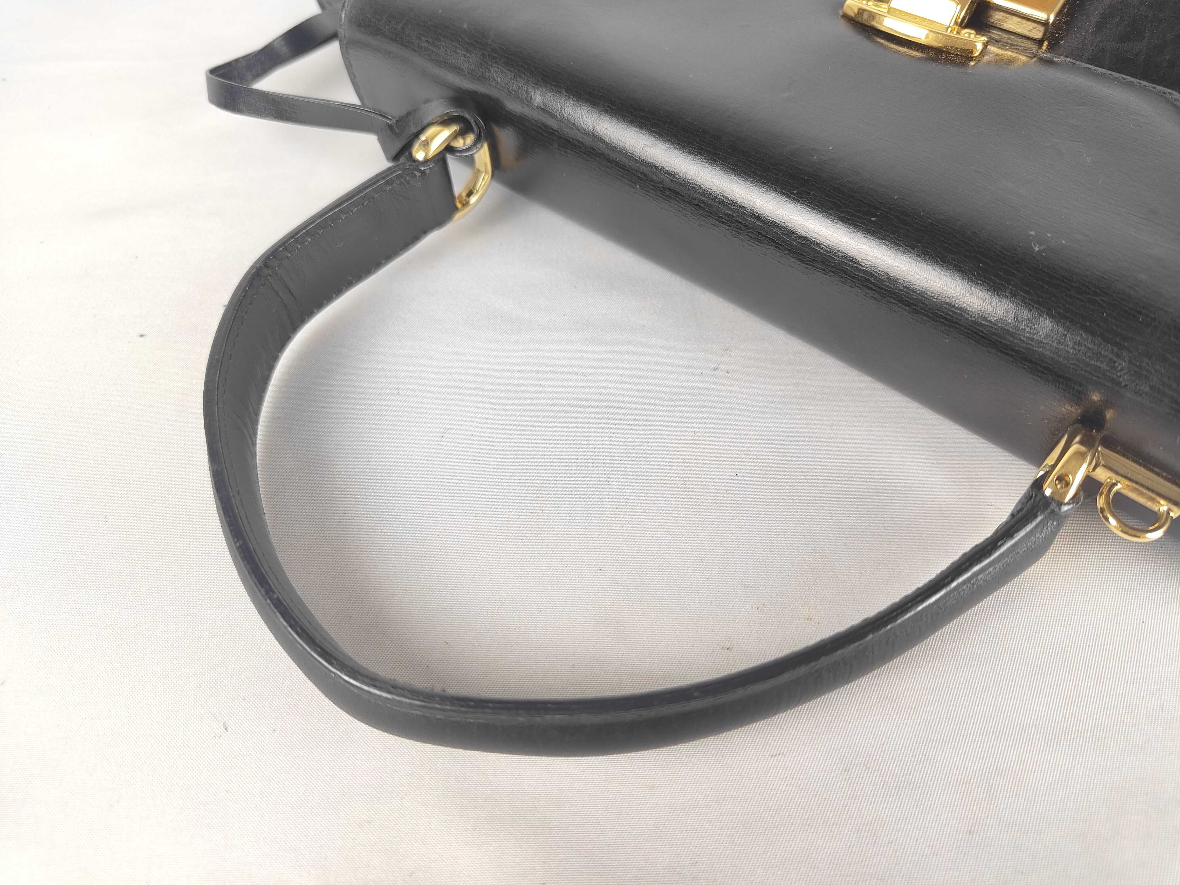 Vintage Lady Lock Leather Handbag with Key (Black) — view 3