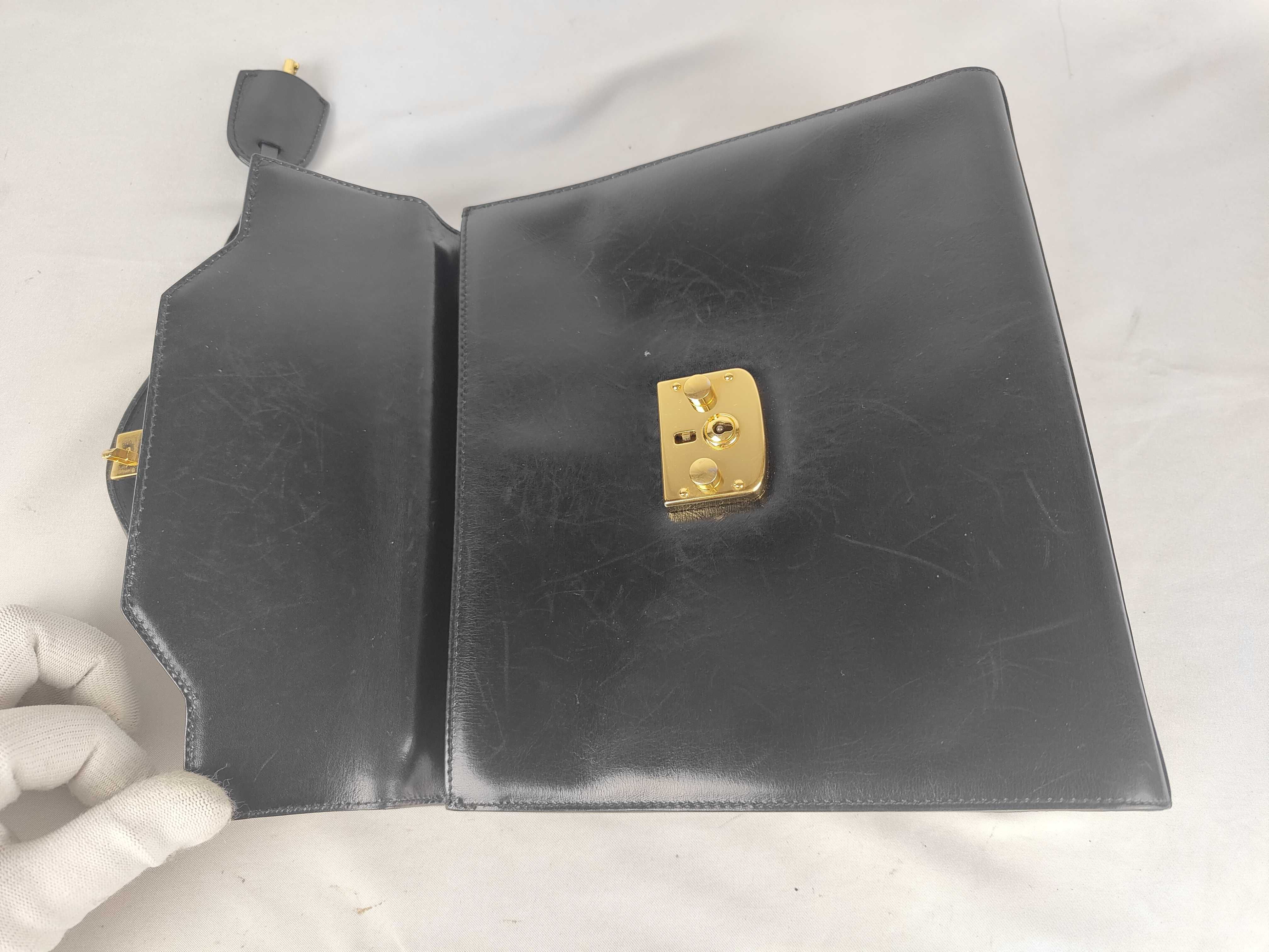 Vintage Lady Lock Leather Handbag with Key (Black) — view 8