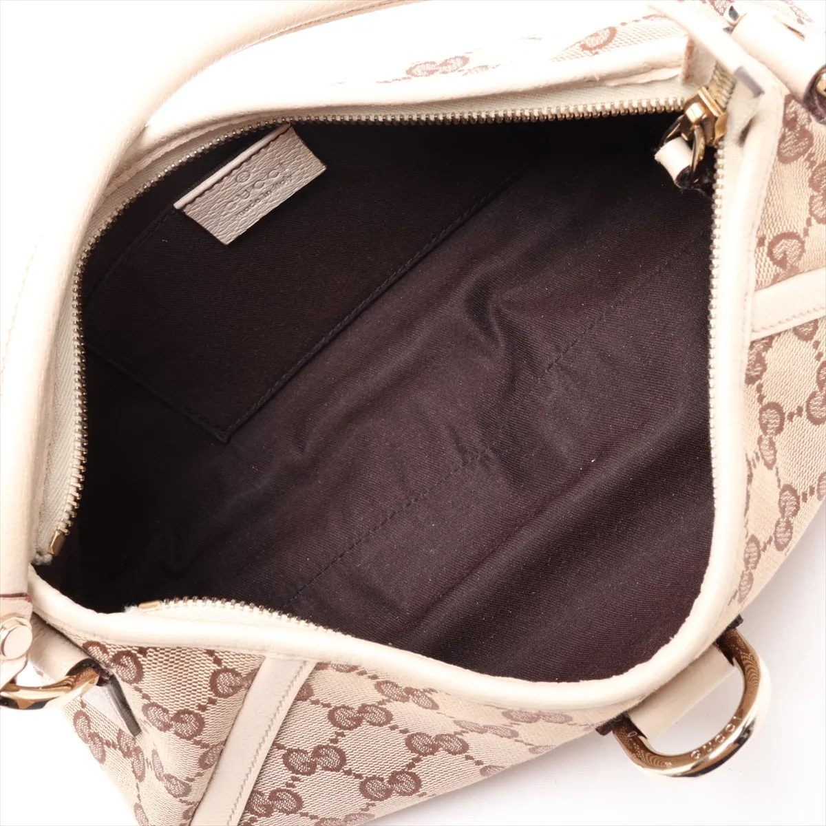 GG Canvas Abbey Canvas x Leather Shoulder Bag, Beige, 130939 — view 7