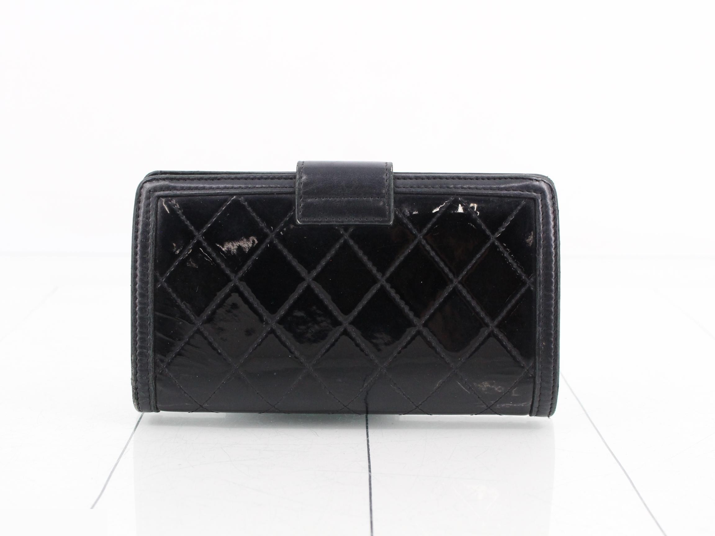 Coco Mark Matelassé Patent Leather Long Wallet — view 2
