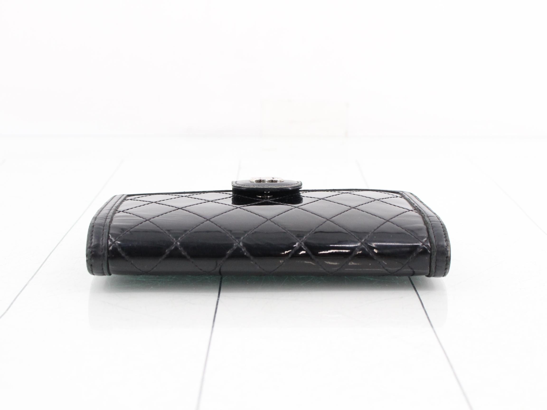 Coco Mark Matelassé Patent Leather Long Wallet — view 3