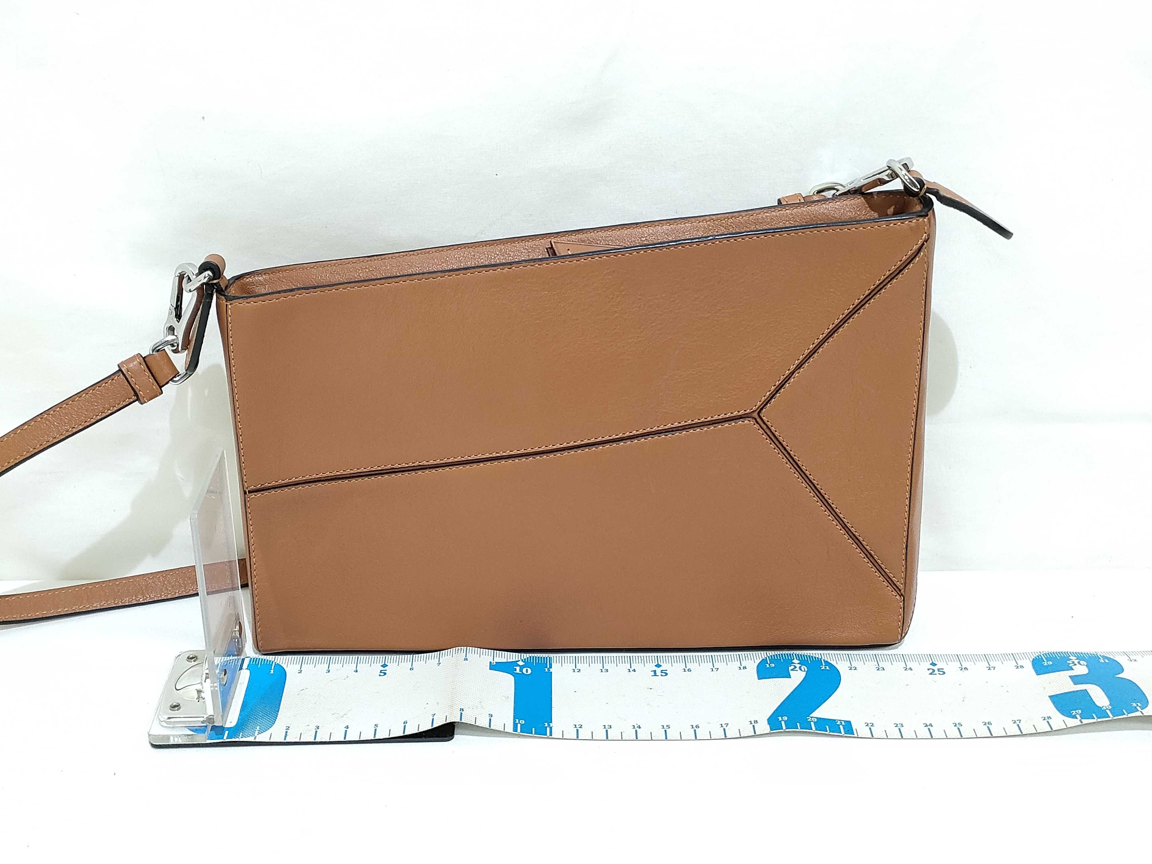 Puzzle Leather Shoulder Bag, Brown — view 2