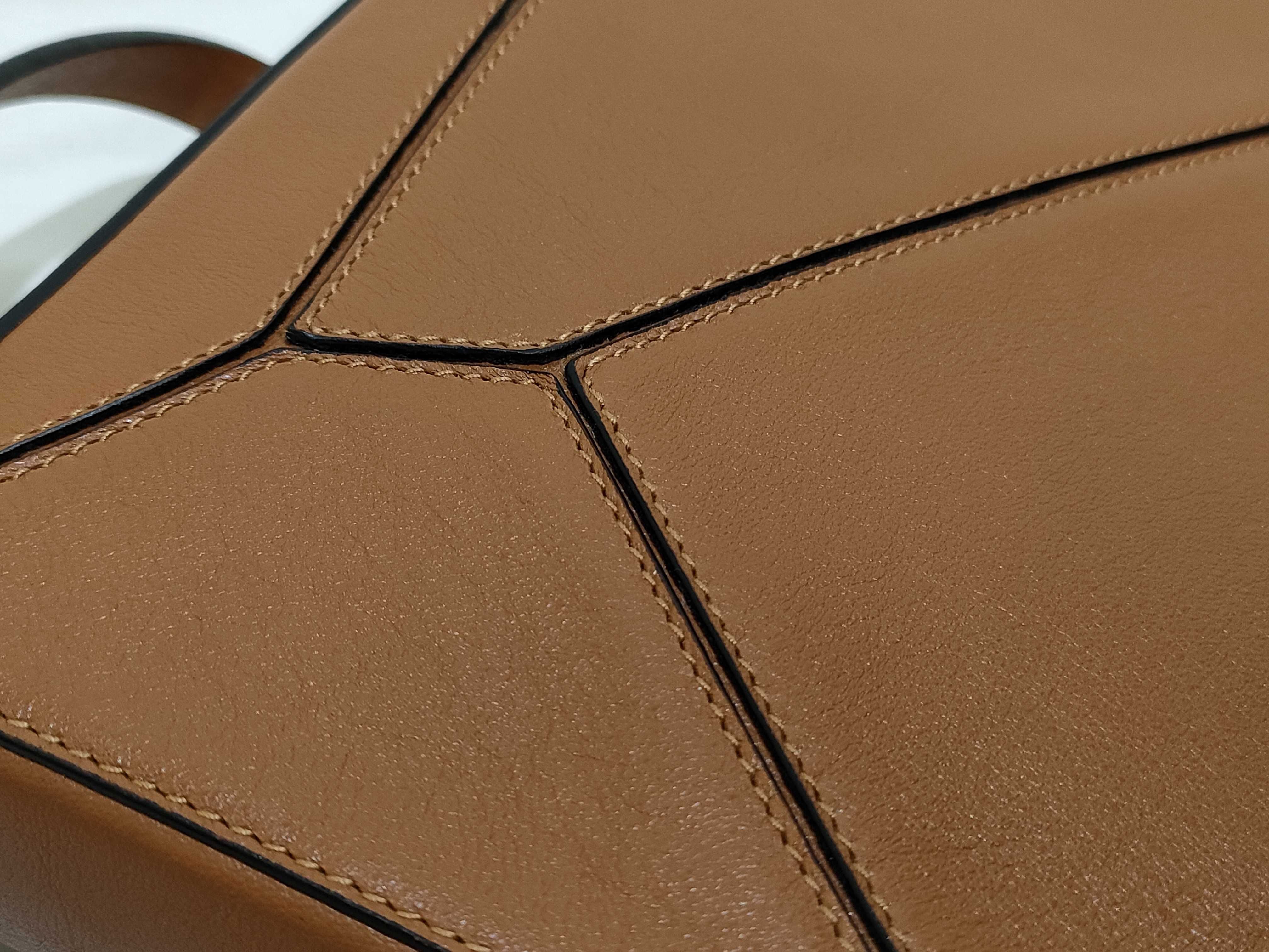 Puzzle Leather Shoulder Bag, Brown — view 14