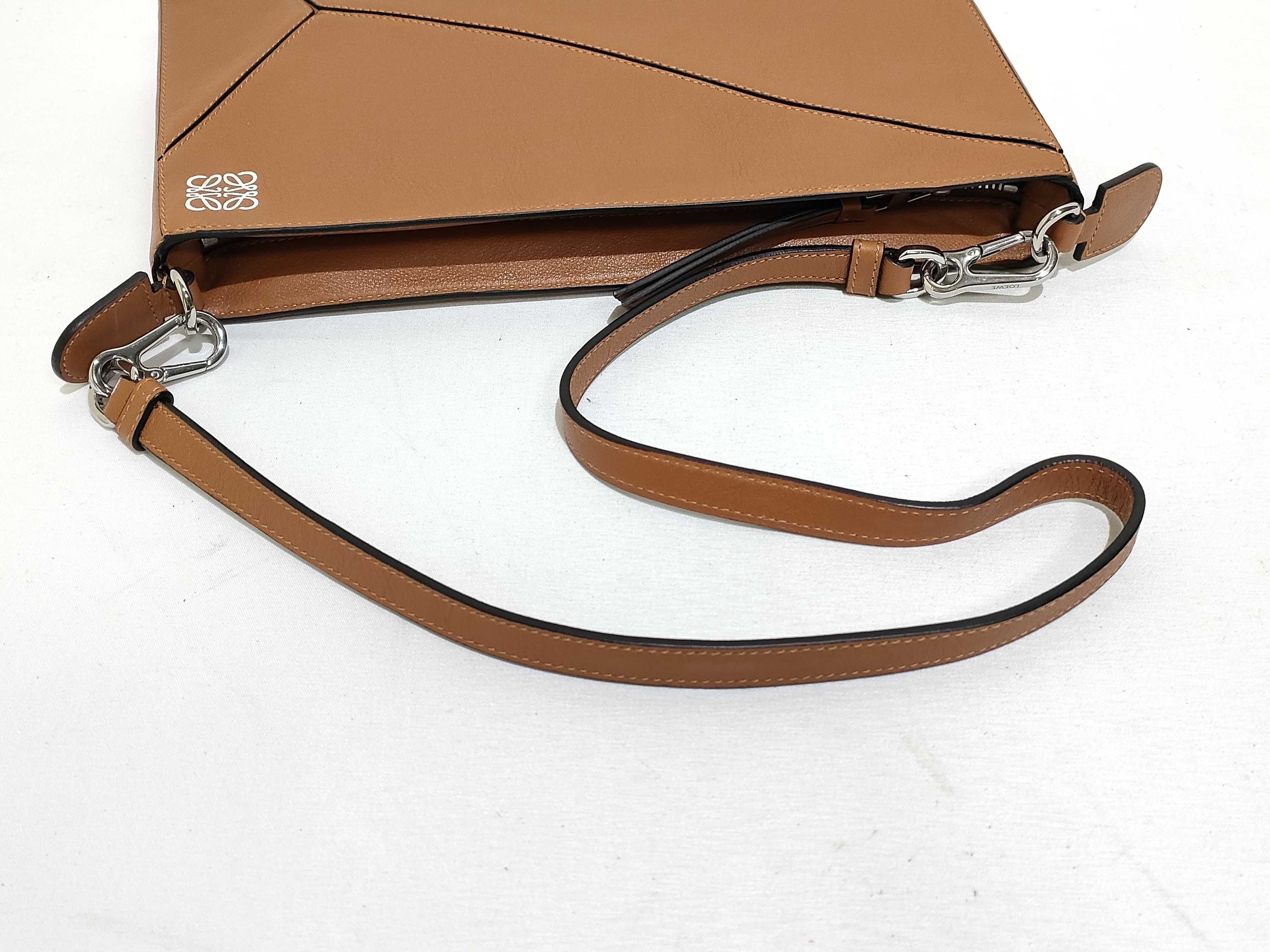 Puzzle Leather Shoulder Bag, Brown — view 3