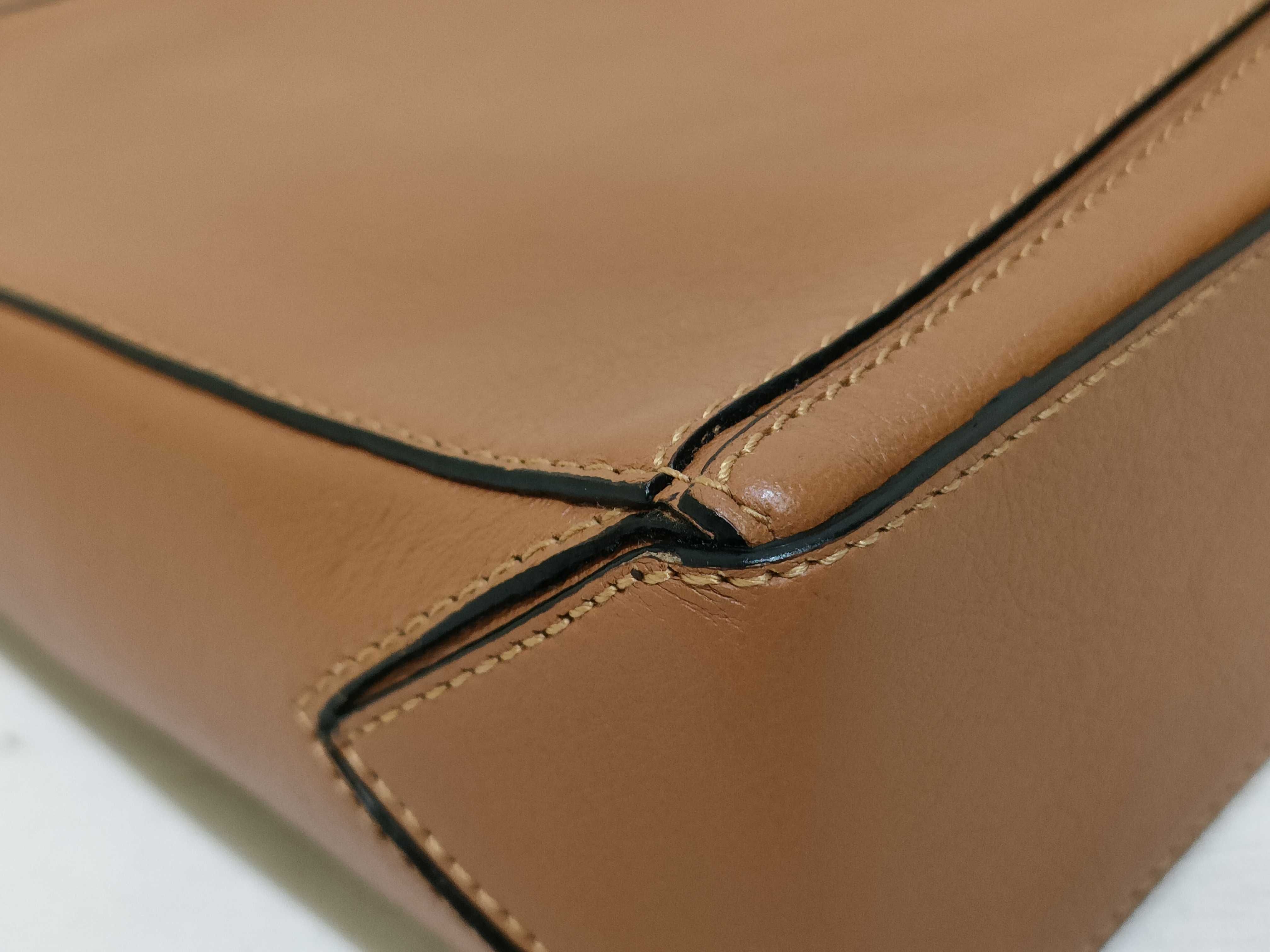 Puzzle Leather Shoulder Bag, Brown — view 6
