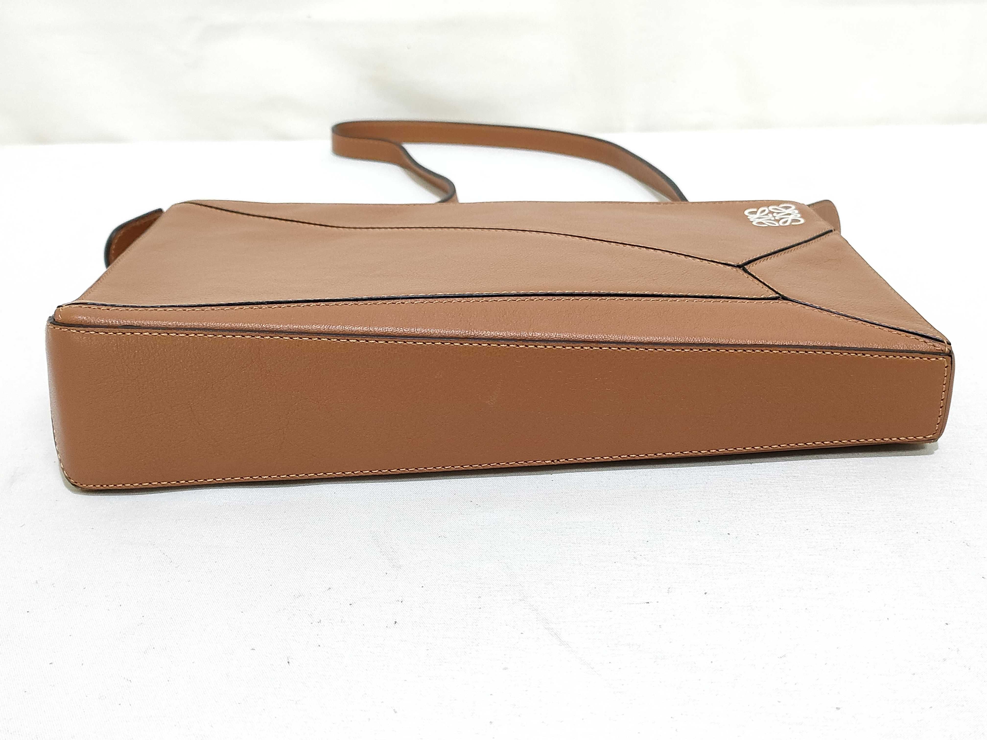 Puzzle Leather Shoulder Bag, Brown — view 7