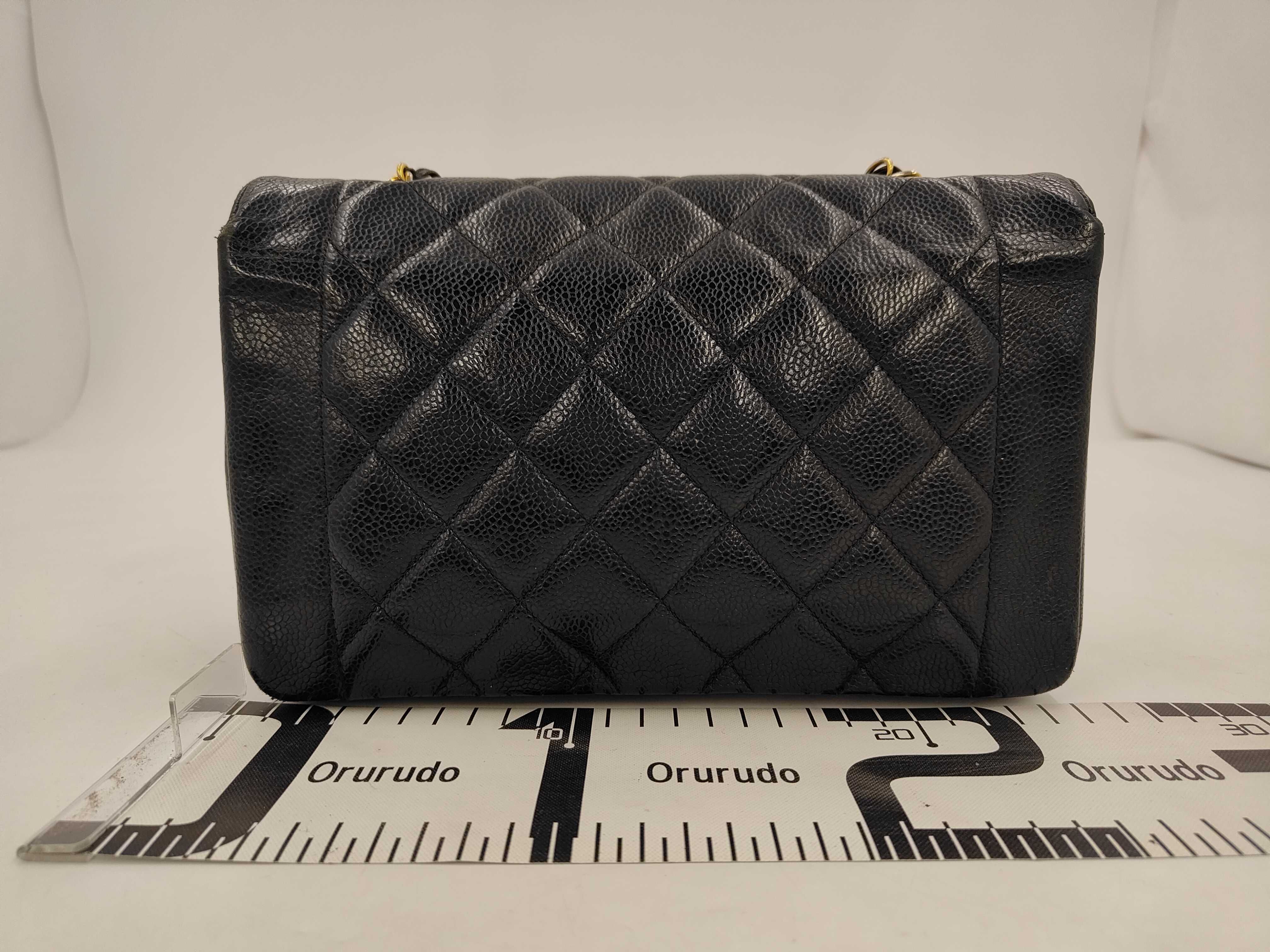 BAG CAVIAR SKIN DIANA FLAP 25CM CHAIN ​​SHOULDER BLACK BROKEN HOLO W — view 2