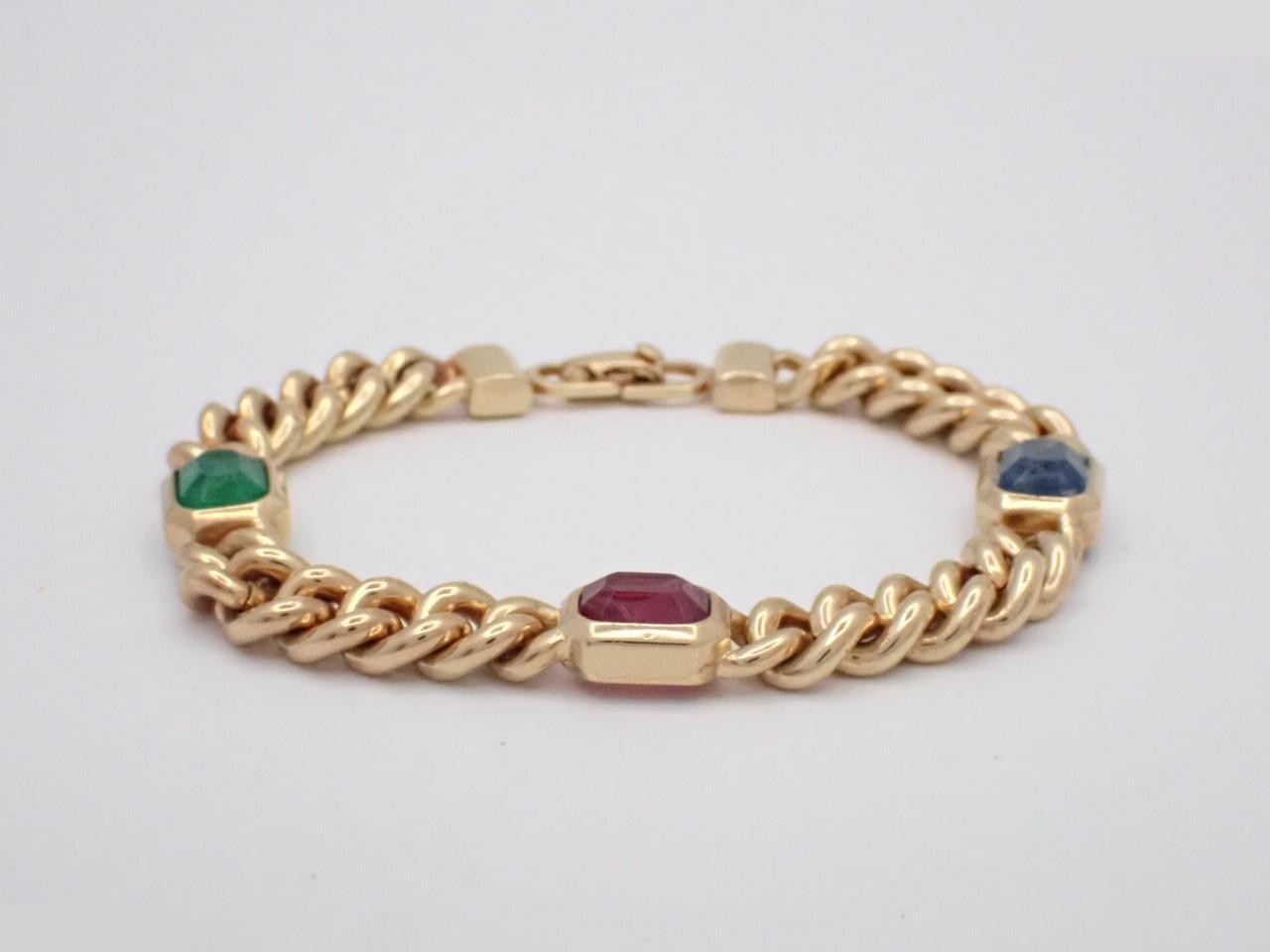 Bracelet with colored gemstones, gold, wrist circumference approximately 17cm