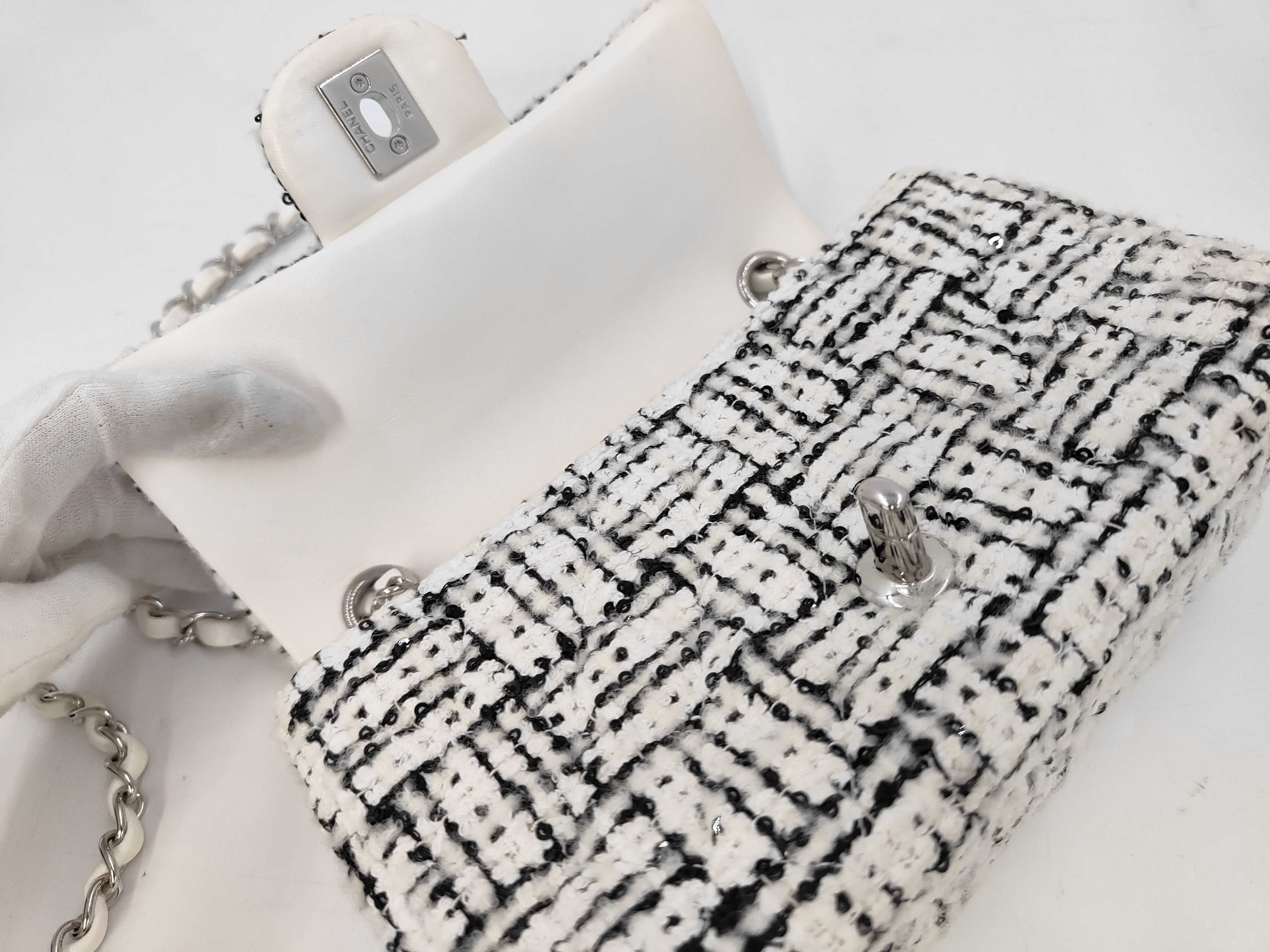Mini Mat Tweed Black White SS Shoulder Bag — view 8